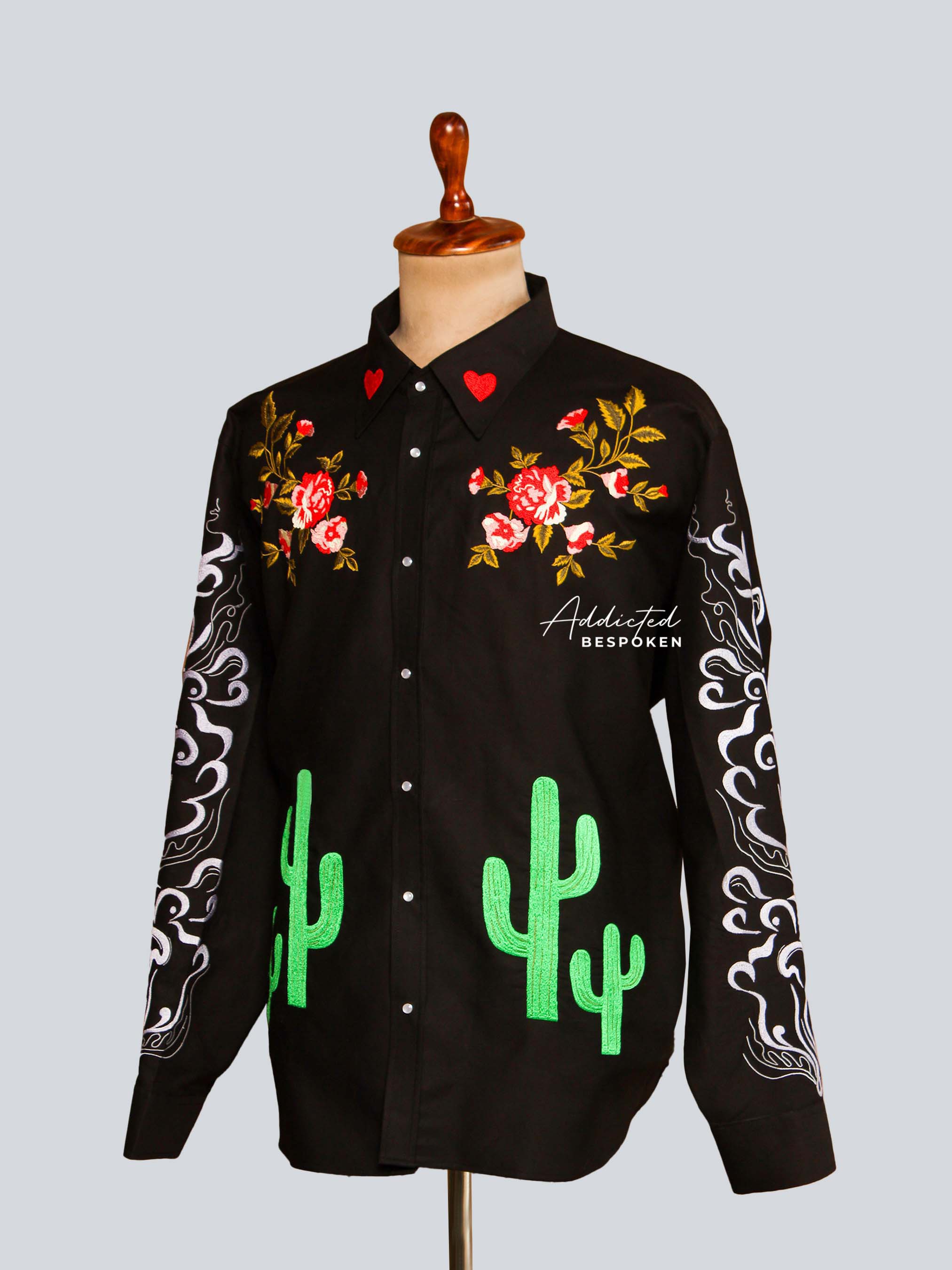 Western Floral Cactus Embroidered Shirt Addicted Bespoken