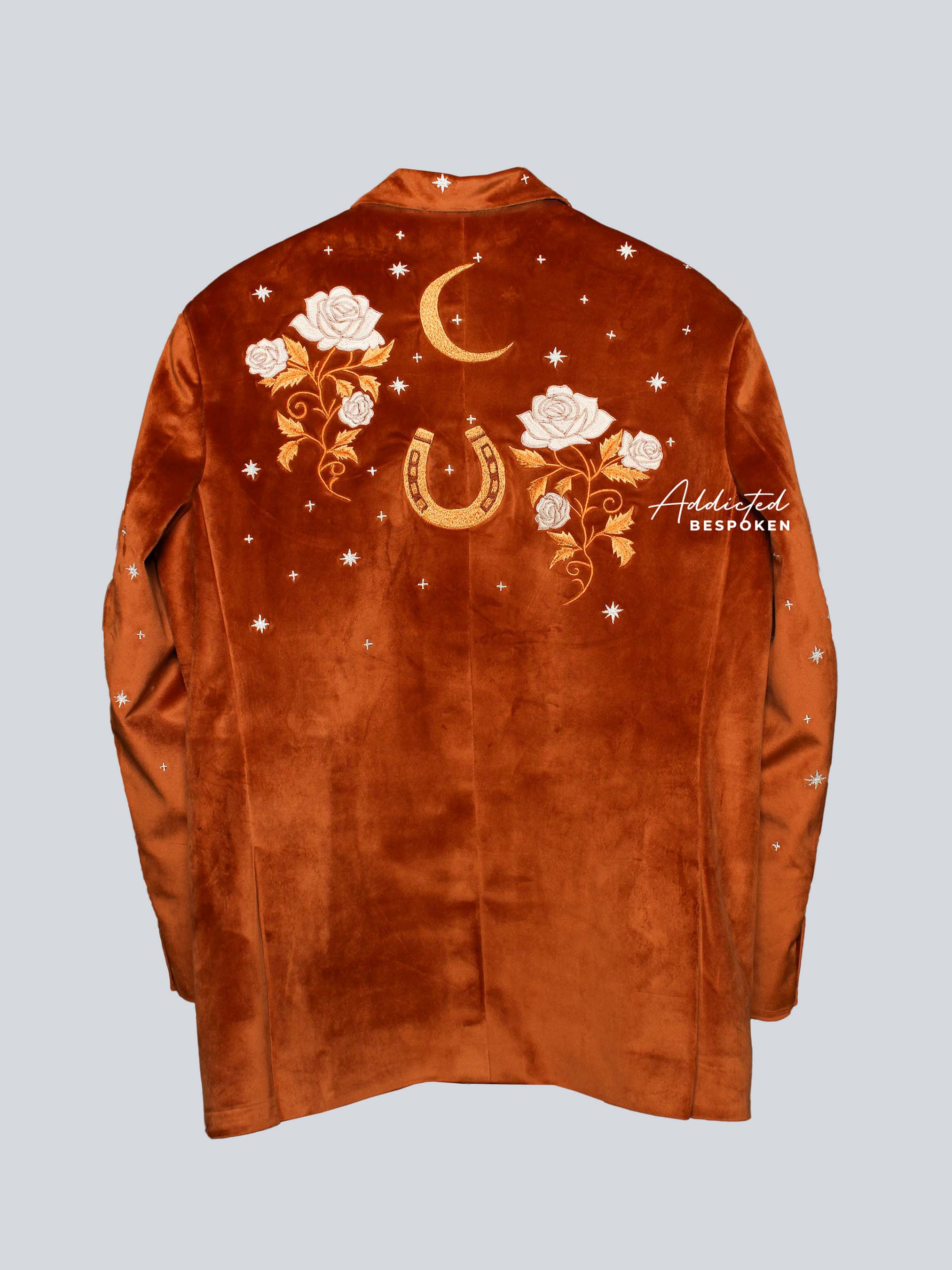 Rust Velvet Embroidered Blazer Addicted Bespoken