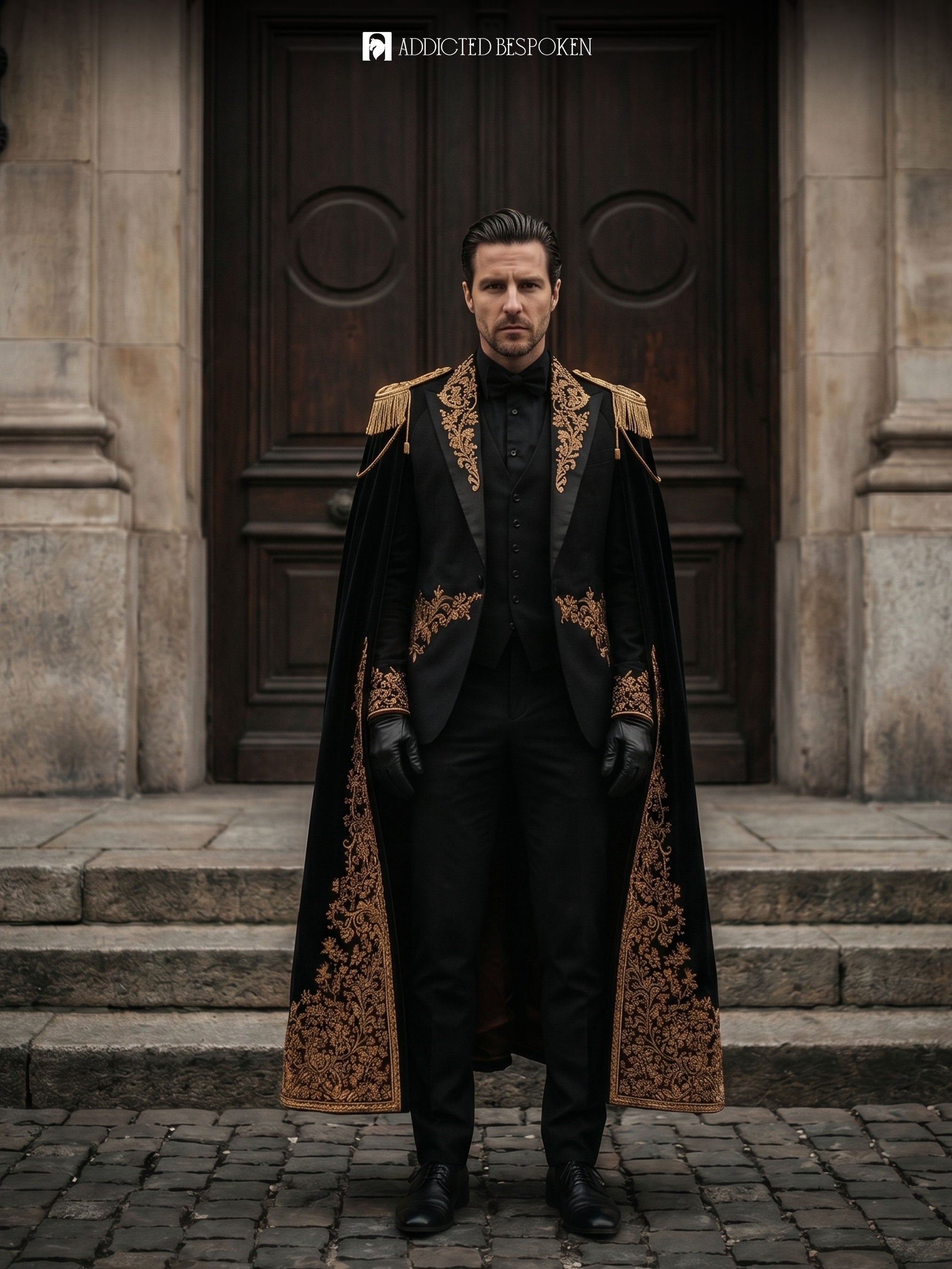 Black Gothic Suit with Cape Addicted Bespoken