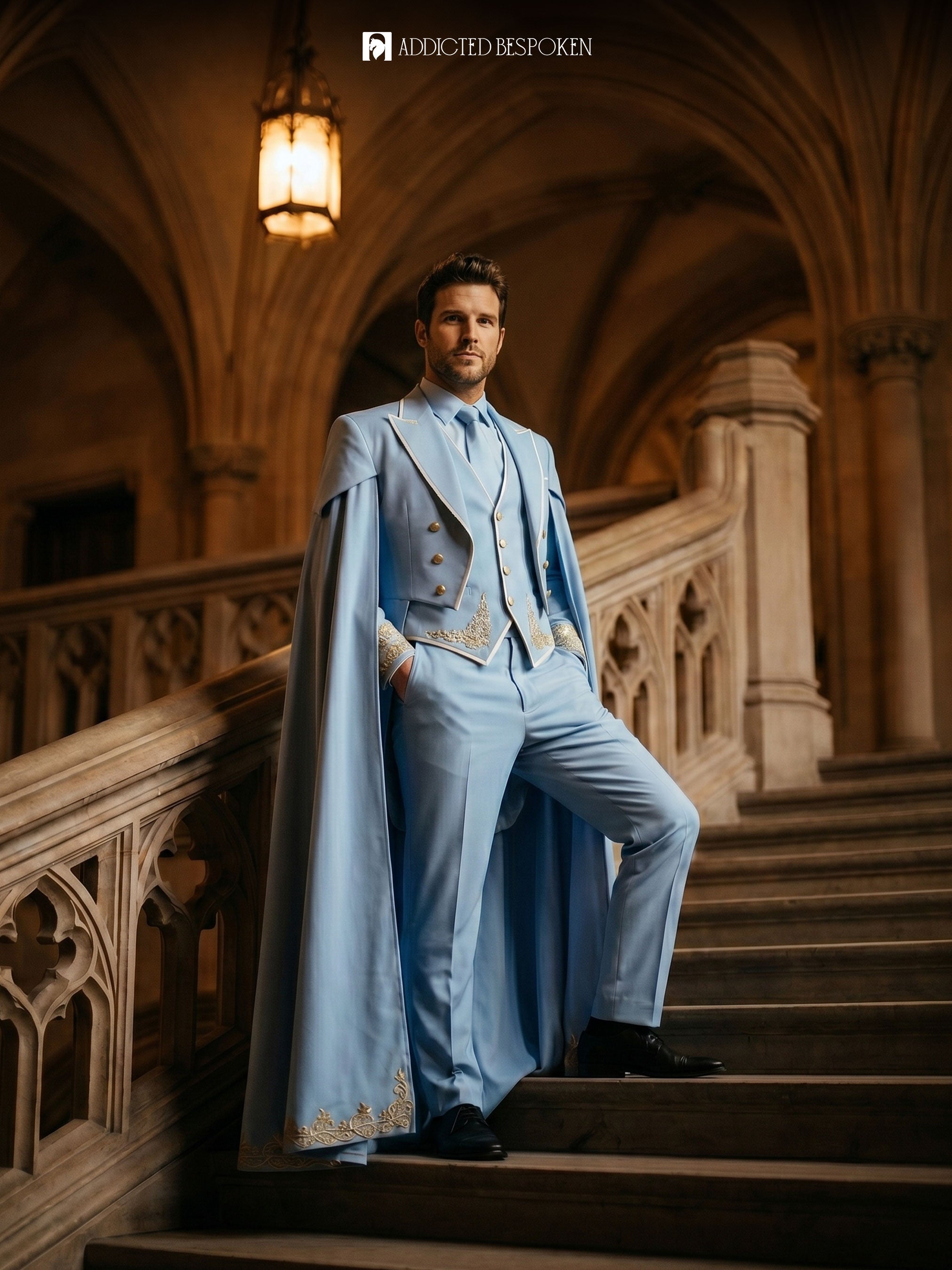 Regal Embroidered Cape Suit Addicted Bespoken