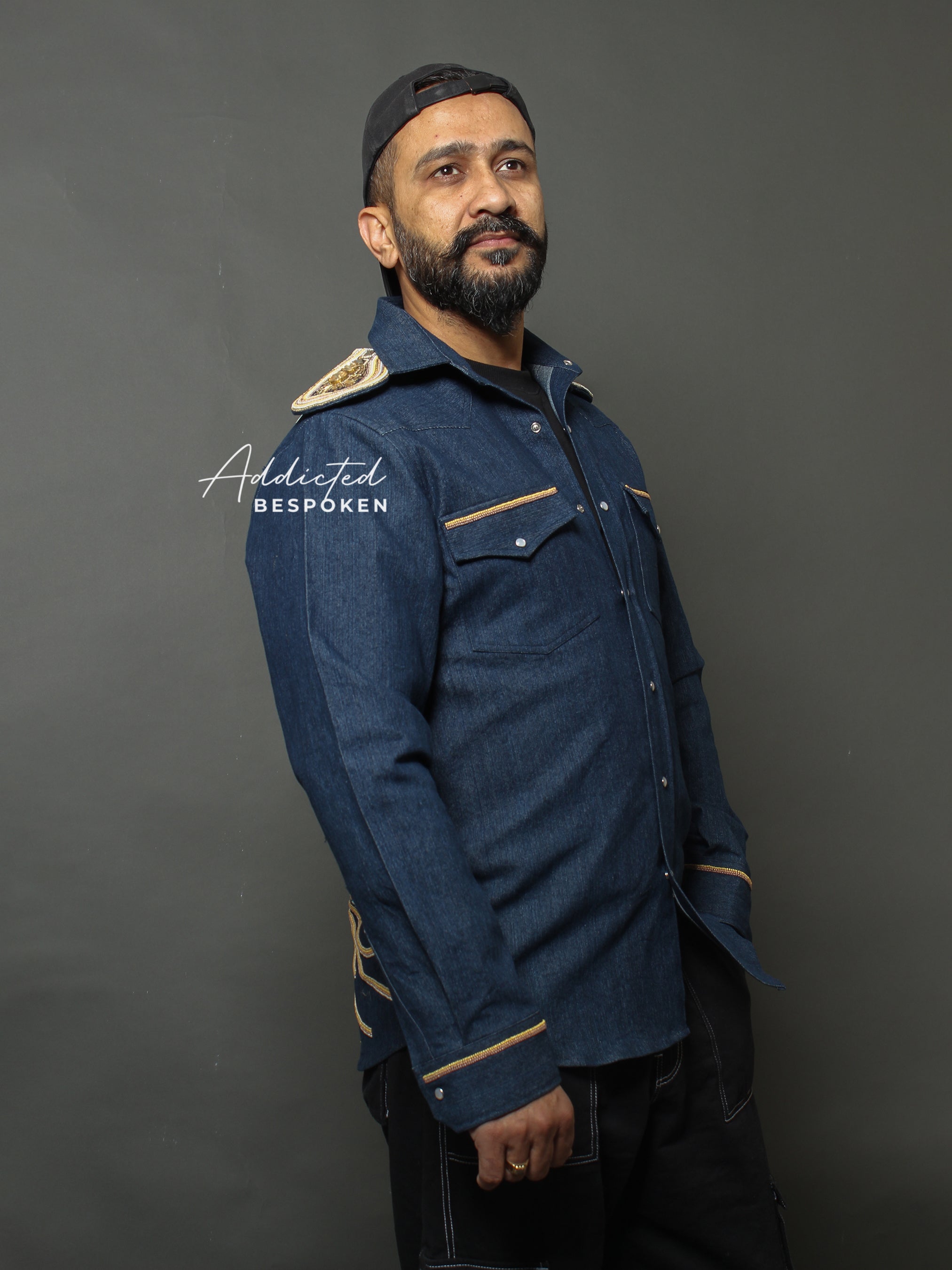 Regal Lion Embroidered Denim Shirt Addicted Bespoken
