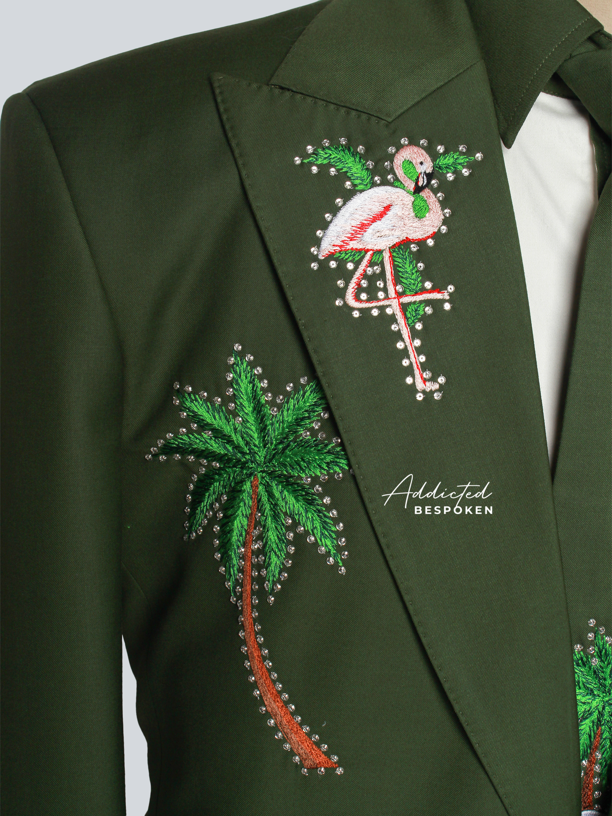 Flamingo Palm Embroidered Suit