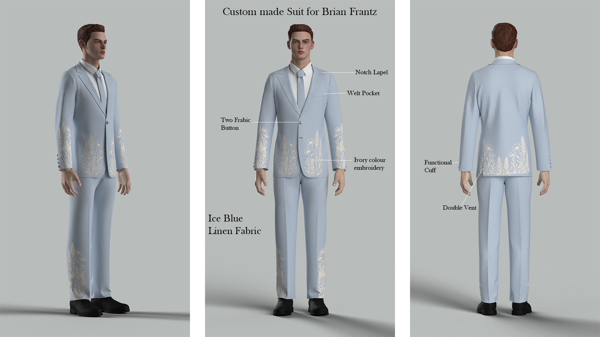 Custom made 2 Piece Embroidered Suit for Brian Frantz (2) Addicted Bespoken