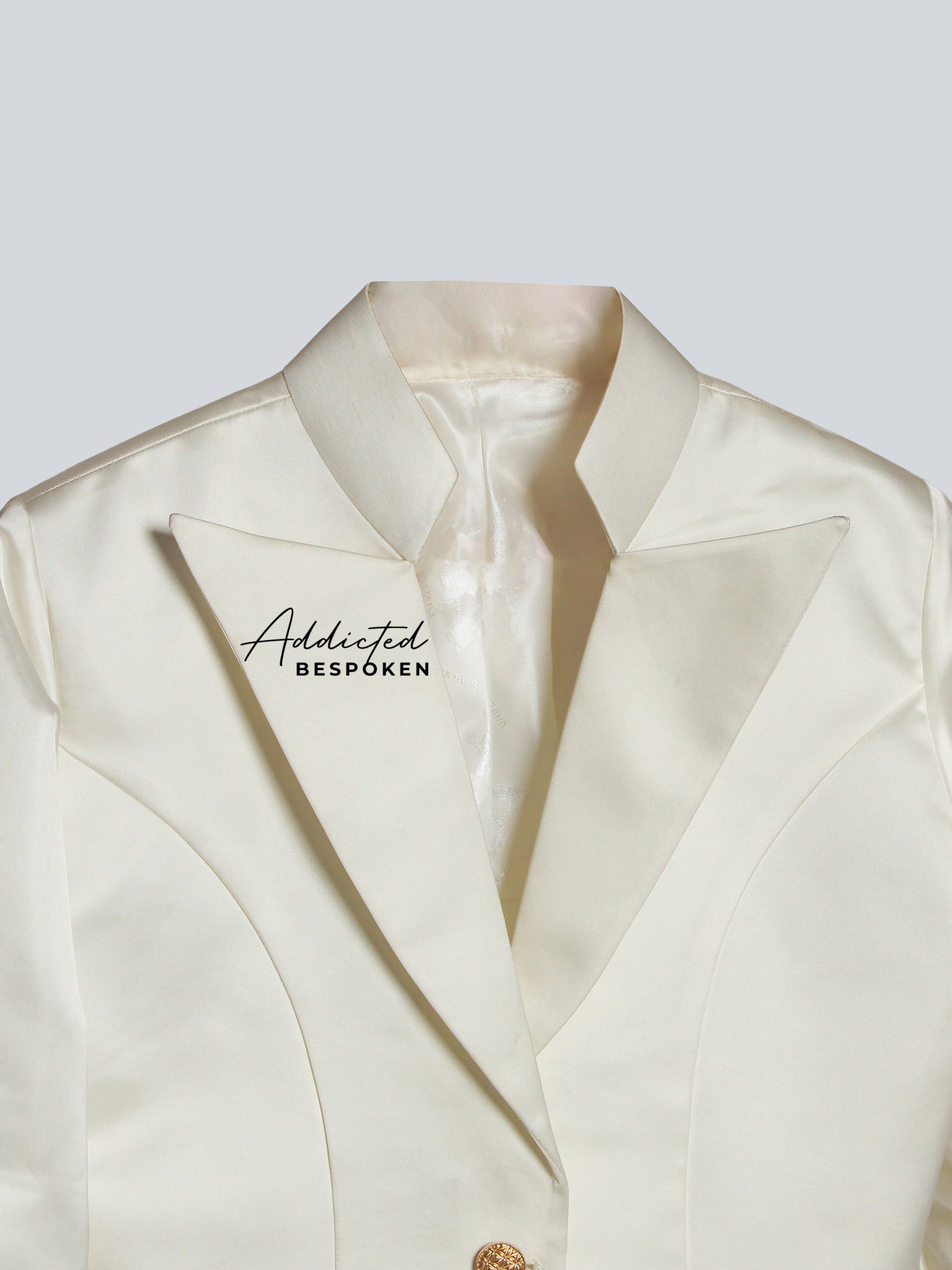Ivory satin blazer for women