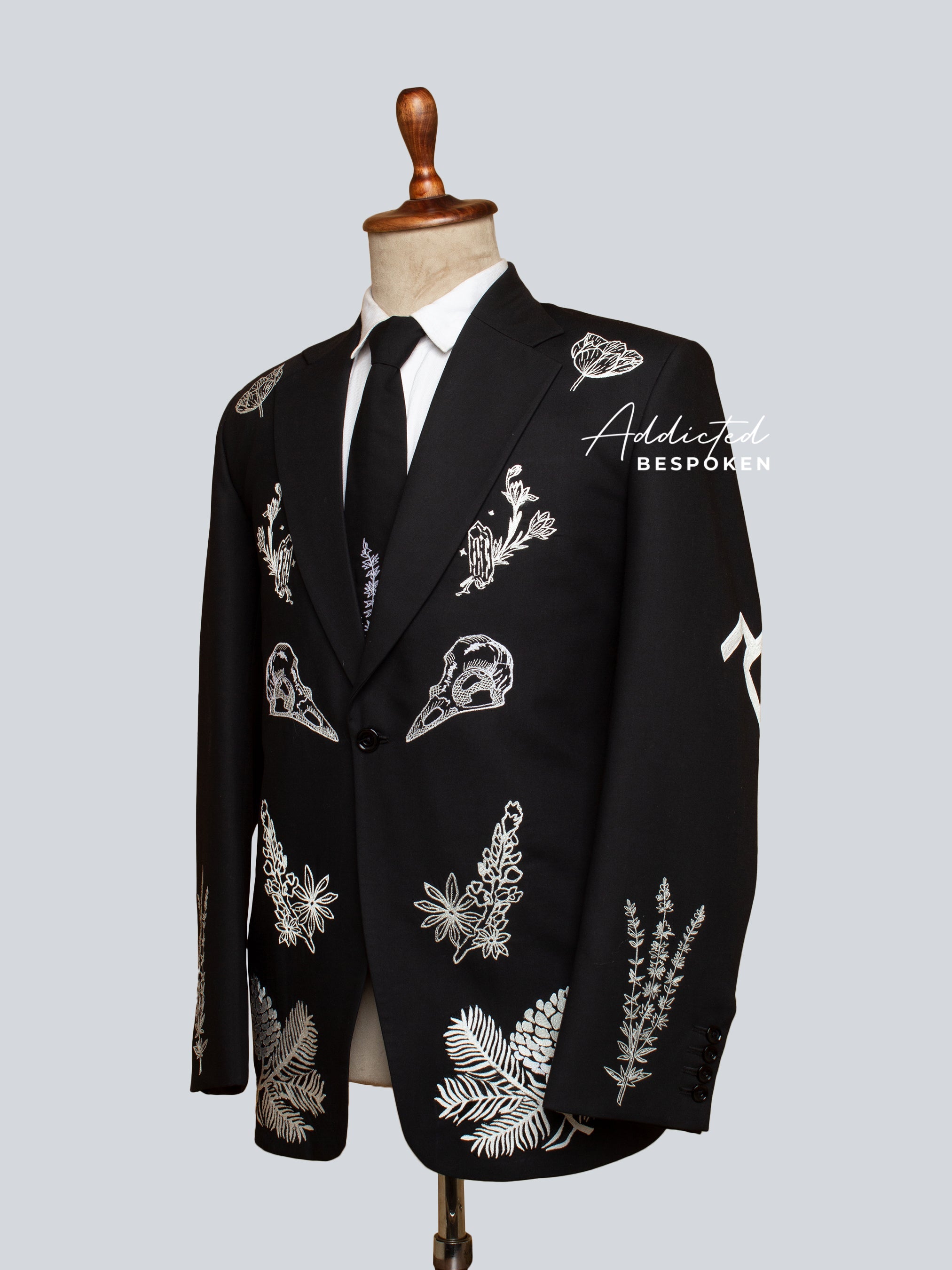 Black Skull Embroidered Suit Addicted Bespoken