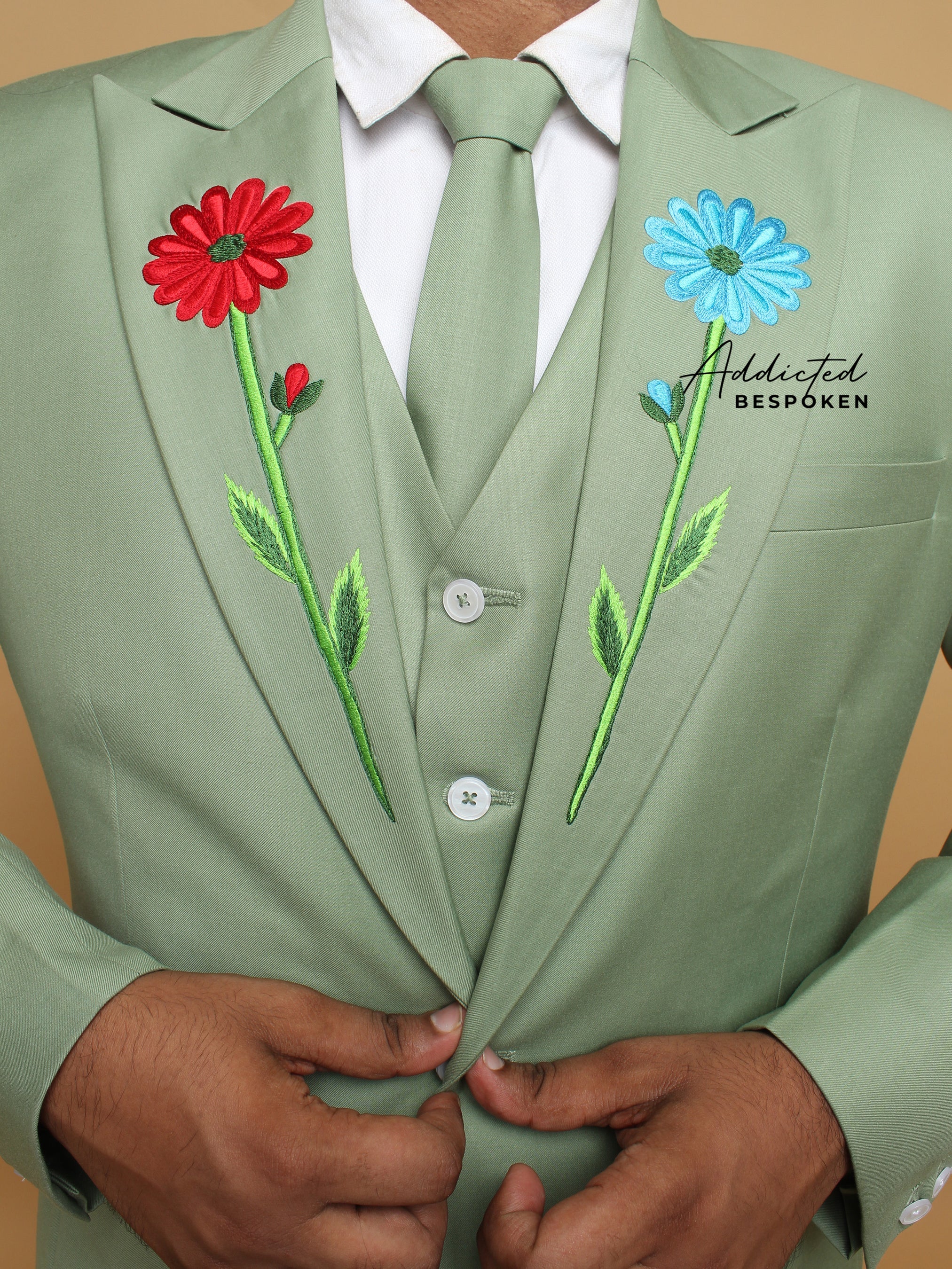 Emerald Floral Wedding Suit Addicted Bespoken