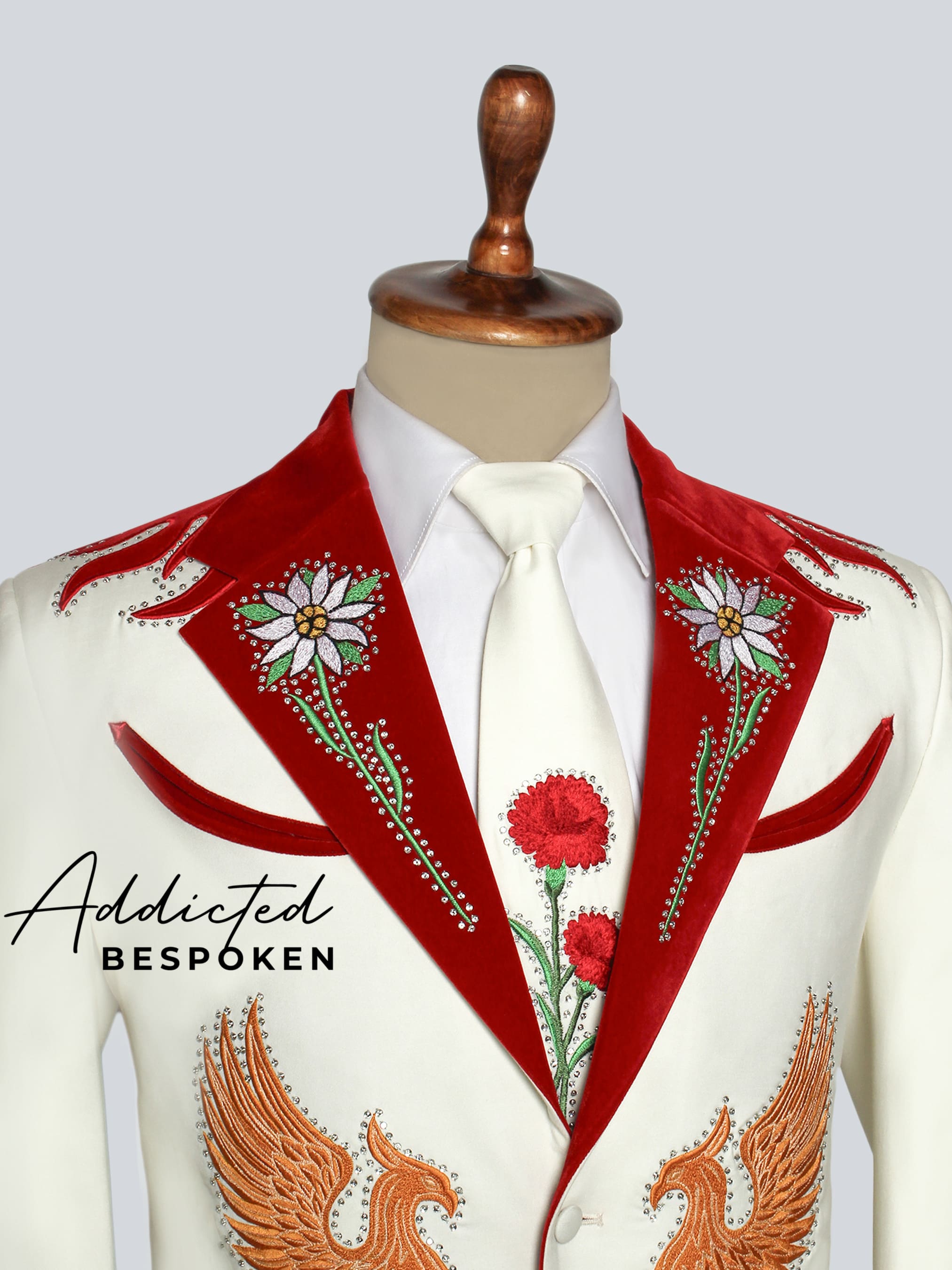 Phoenix Flame Embroidered Suit Addicted Bespoken