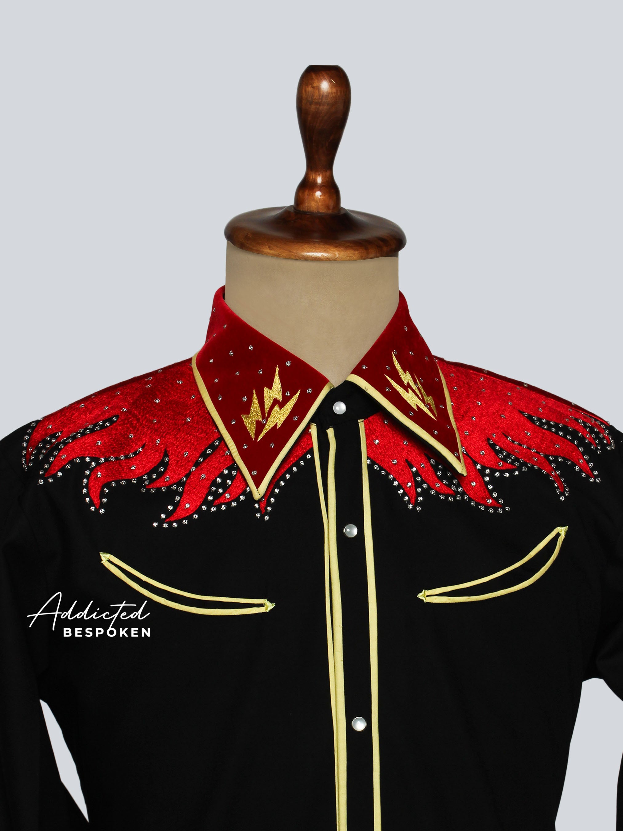 Dragon Flame Embroidered Western Shirt Set Addicted Bespoken