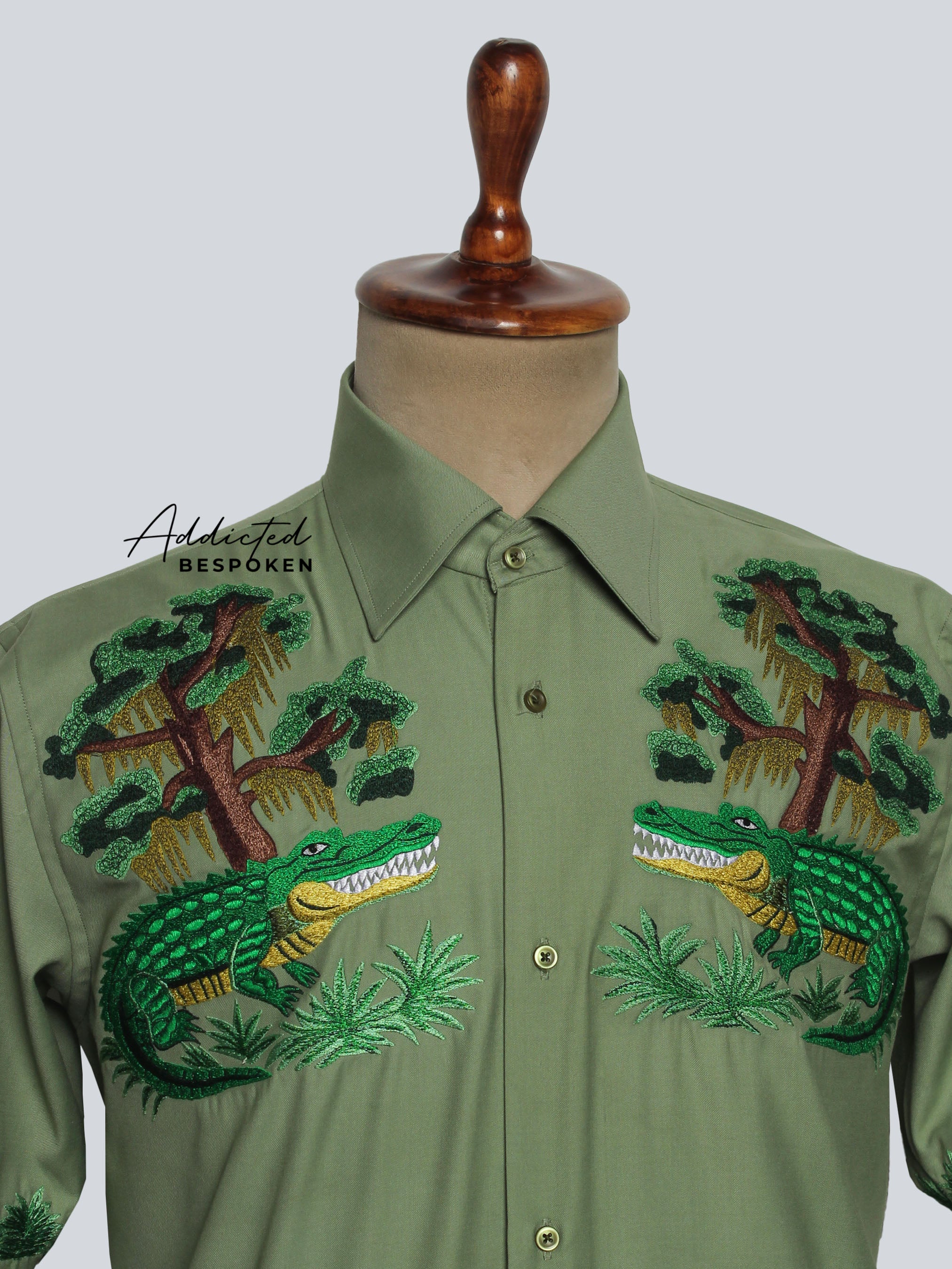 Crocodile Embroidered Western Shirt Addicted Bespoken