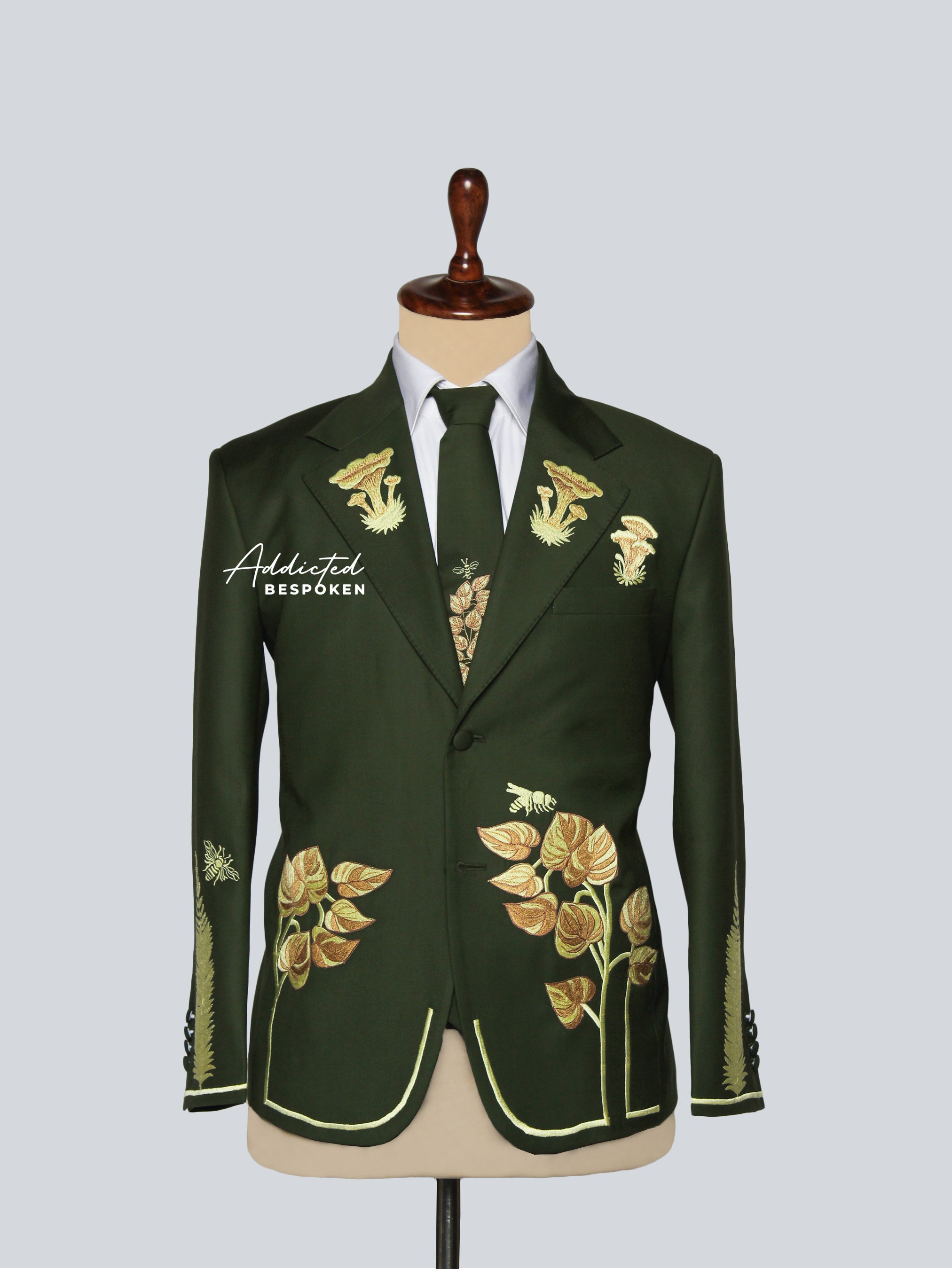 Forest Green Embroidered Blazer Addicted Bespoken