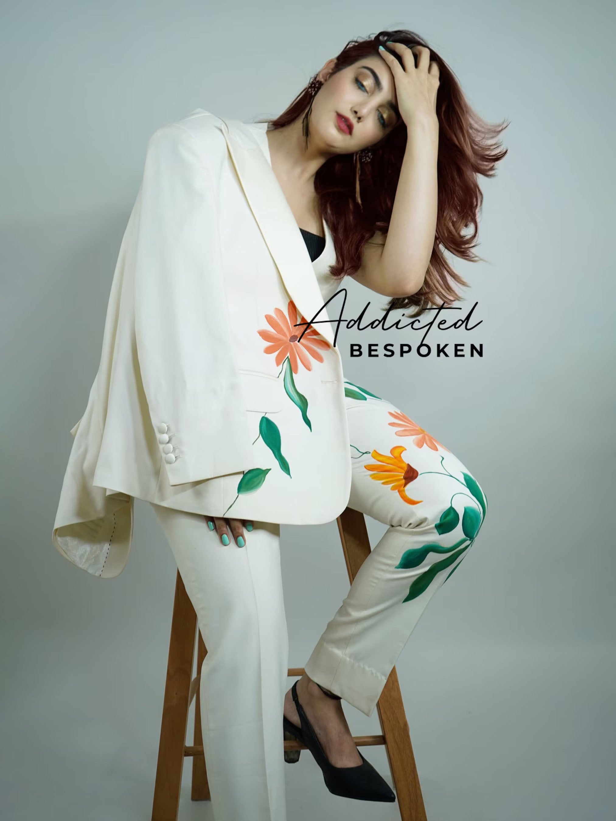 Hand Painted Floral Suit Addicted Bespoken