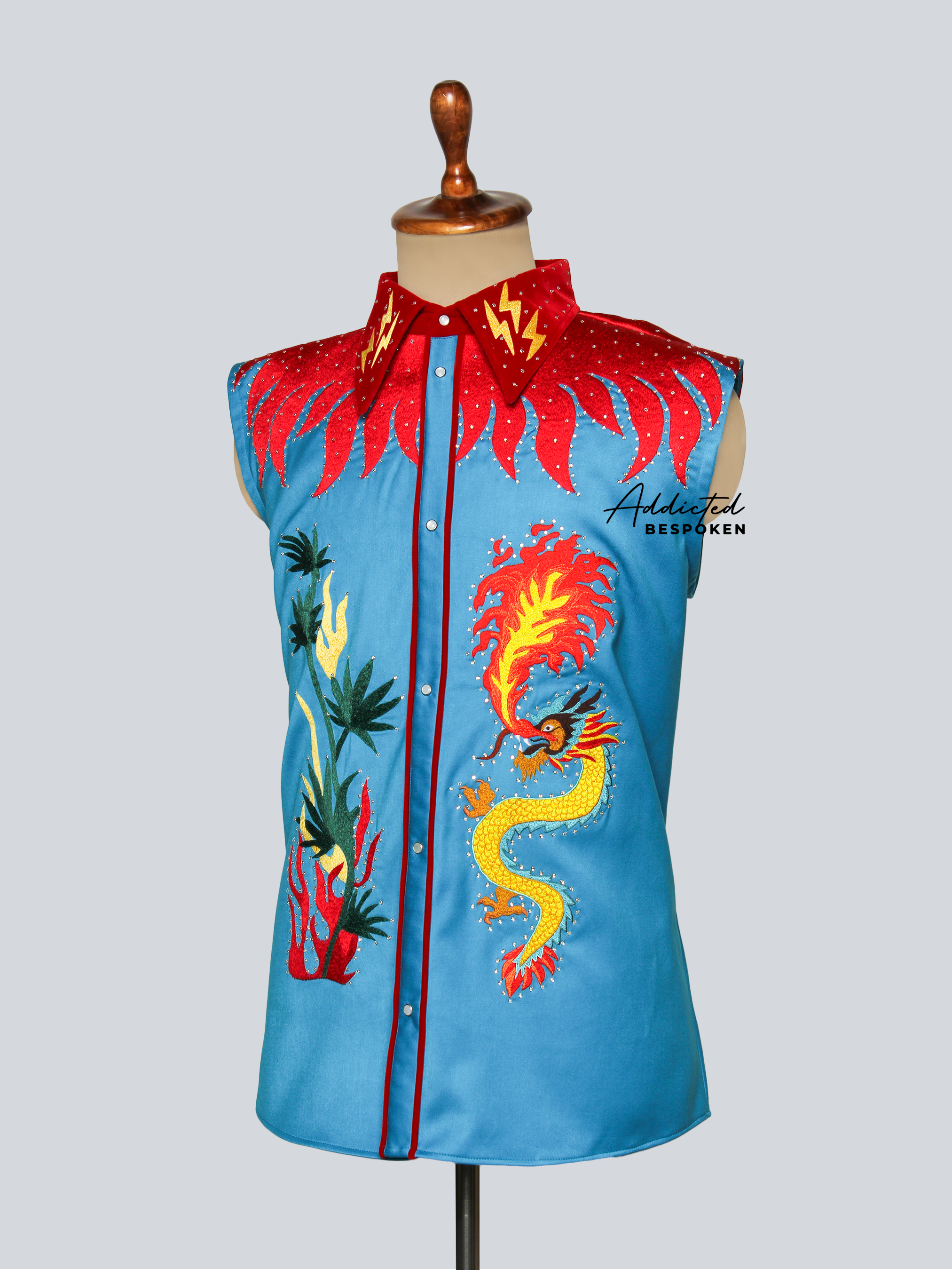 Crimson Dragon Embroidered Shirt Addicted Bespoken