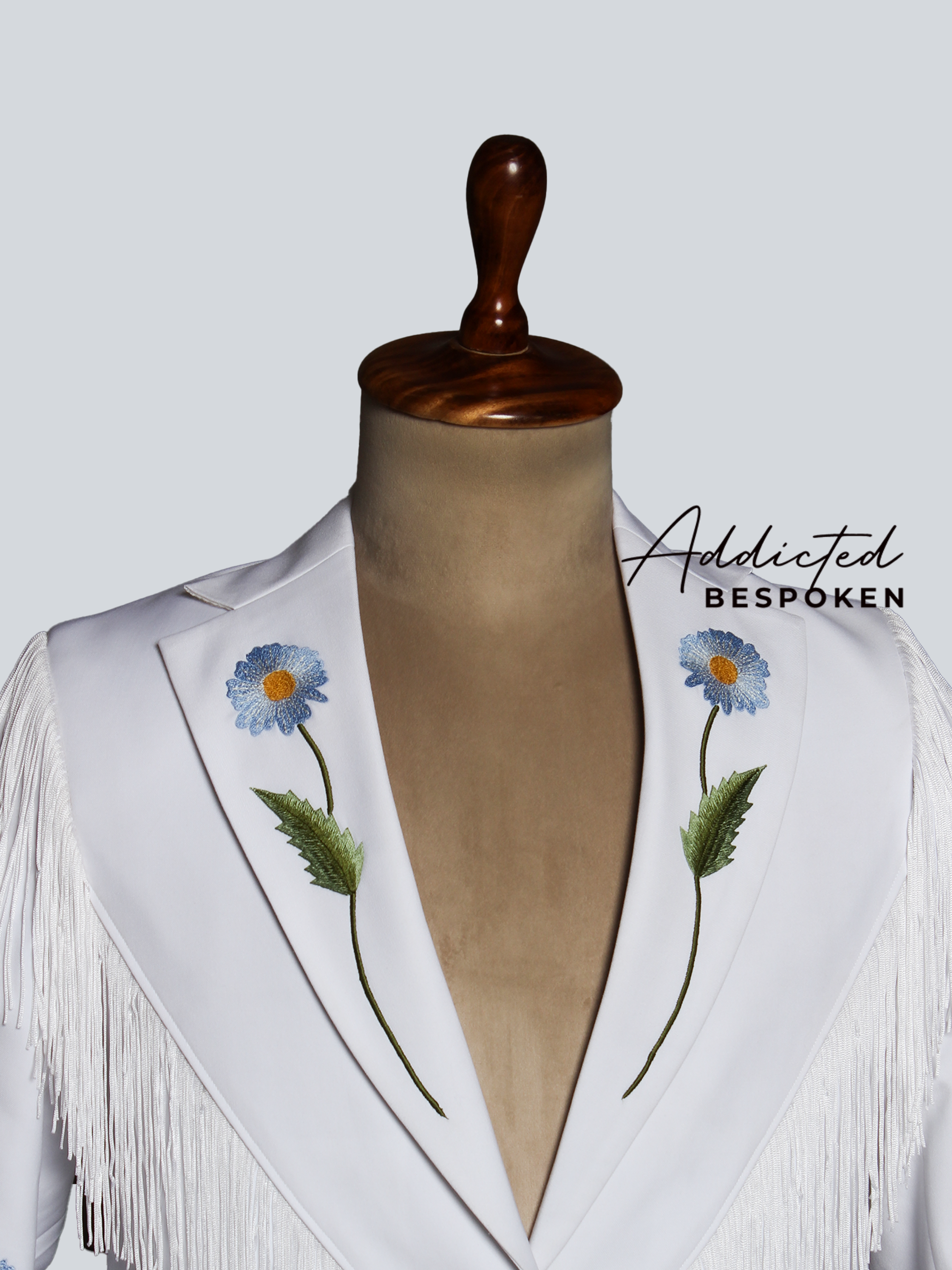 White Floral Embroidered Blazer