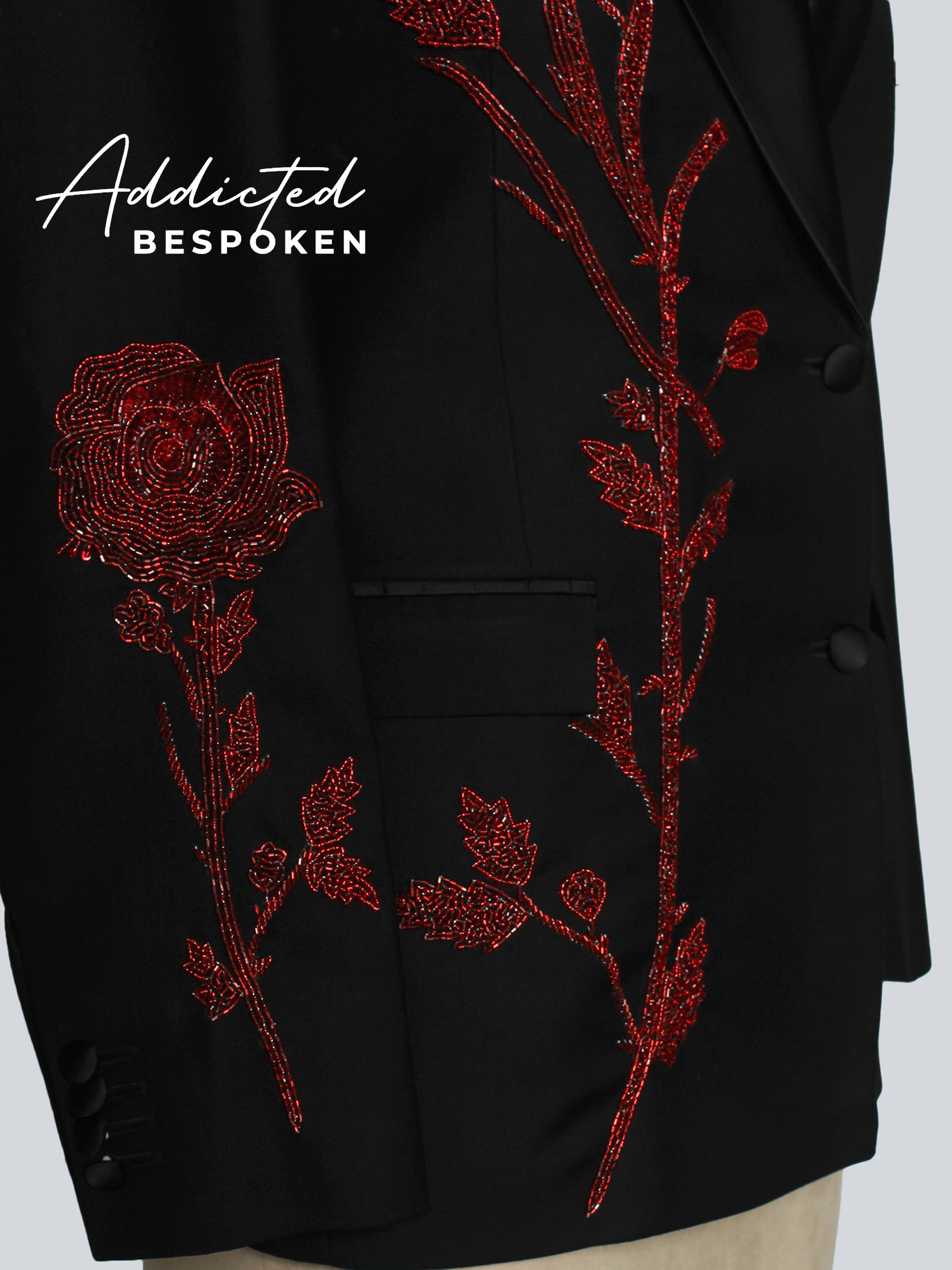 Rhinestone Floral Embroidered Suit