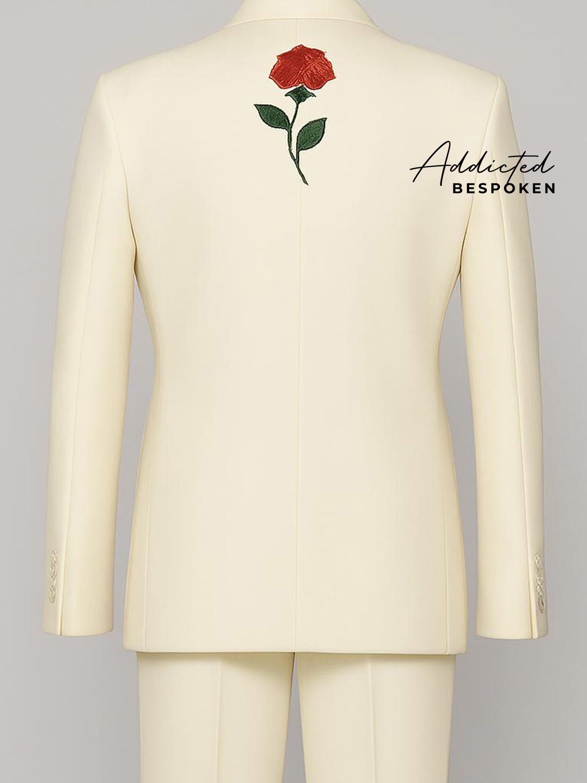 Custom Rose Embroidered Groom Suit