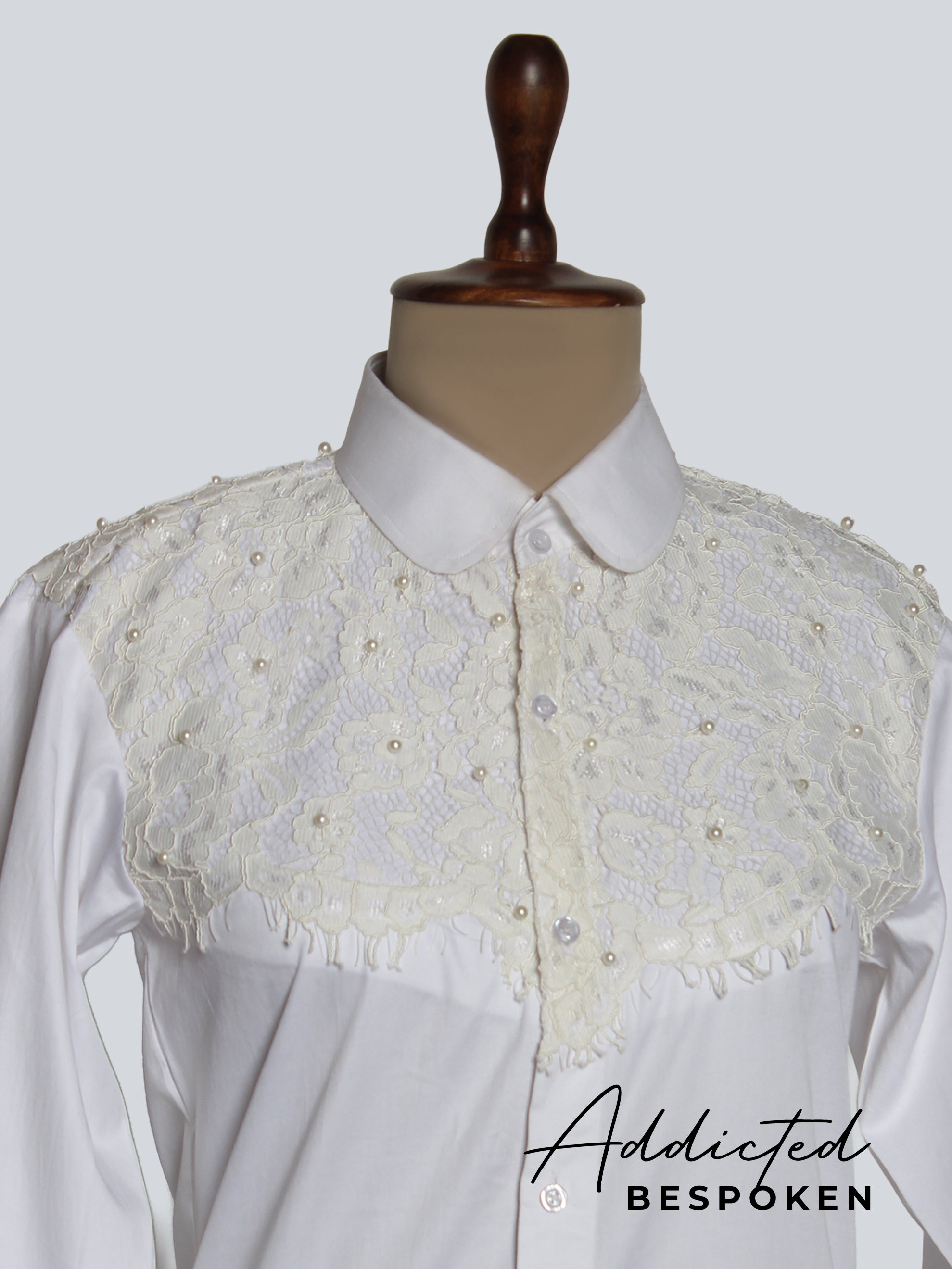 White Embroidered Pearl Shirt