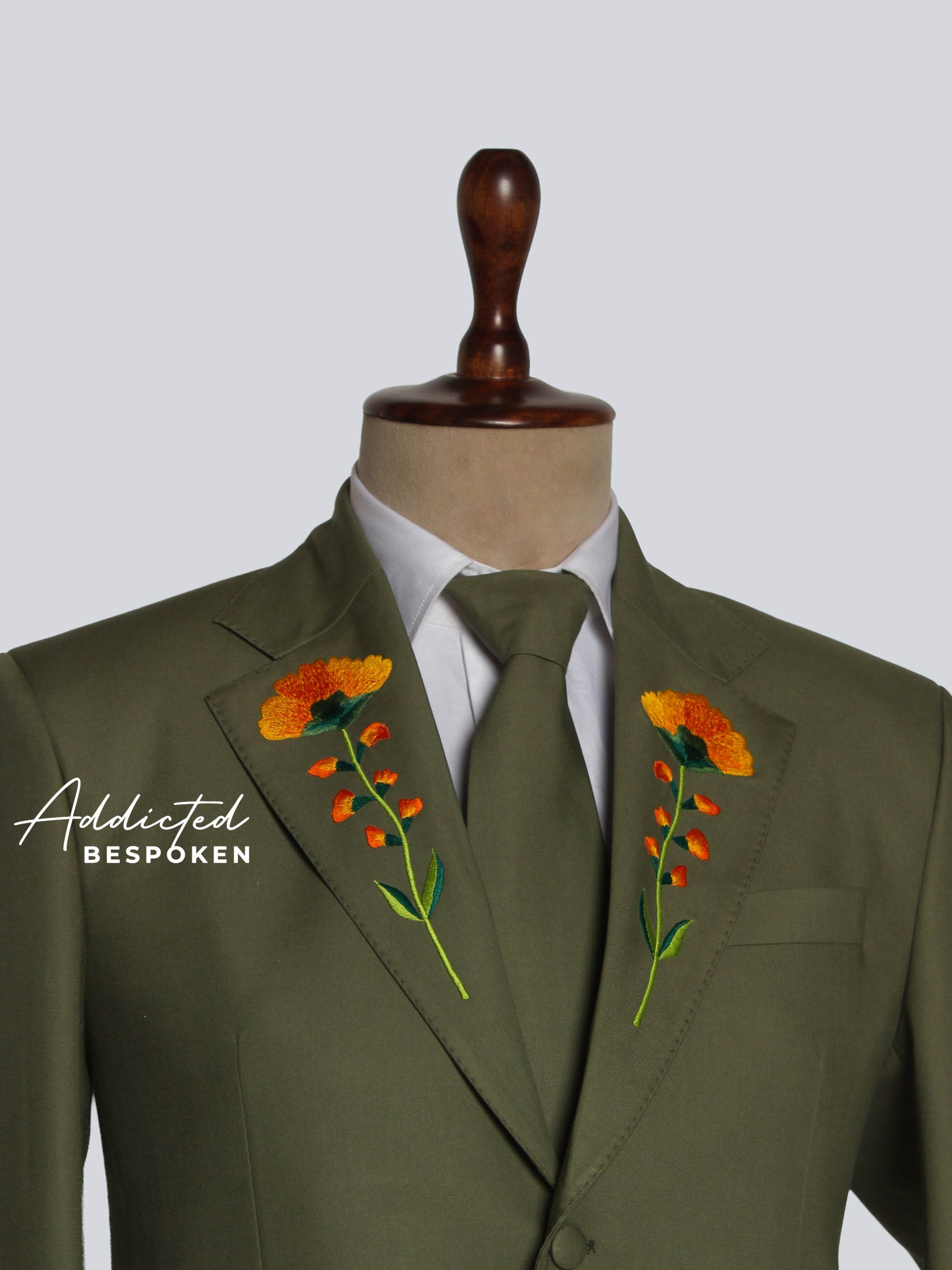 Hand Embroidered Green Suit for Men Addicted Bespoken