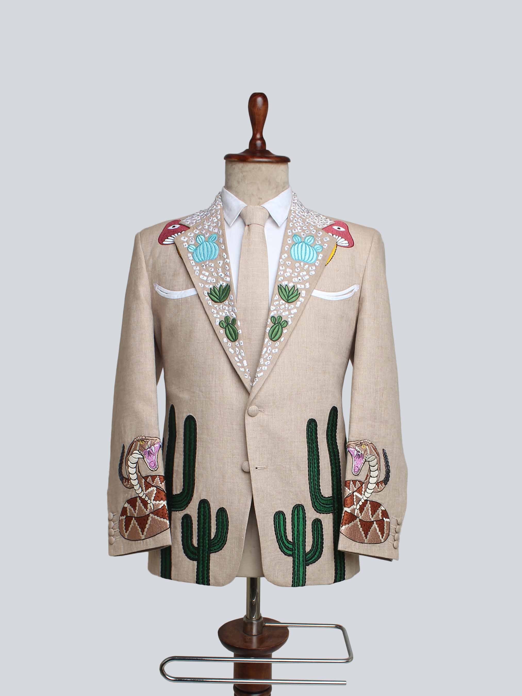 Cactus & Snake Embroidered Western Suit Addicted Bespoken