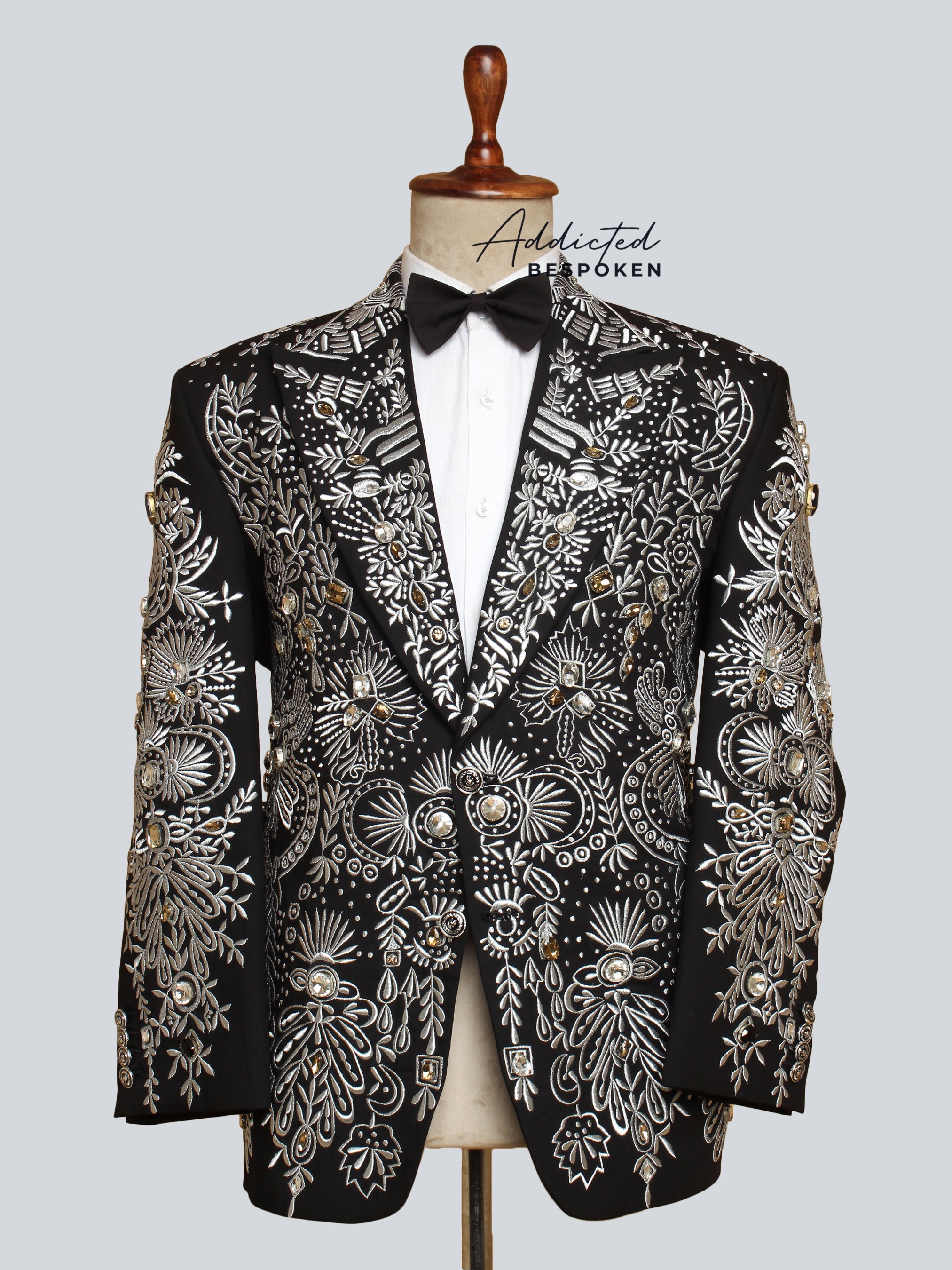Midnight Elegance Embroidered Blazer Addicted Bespoken