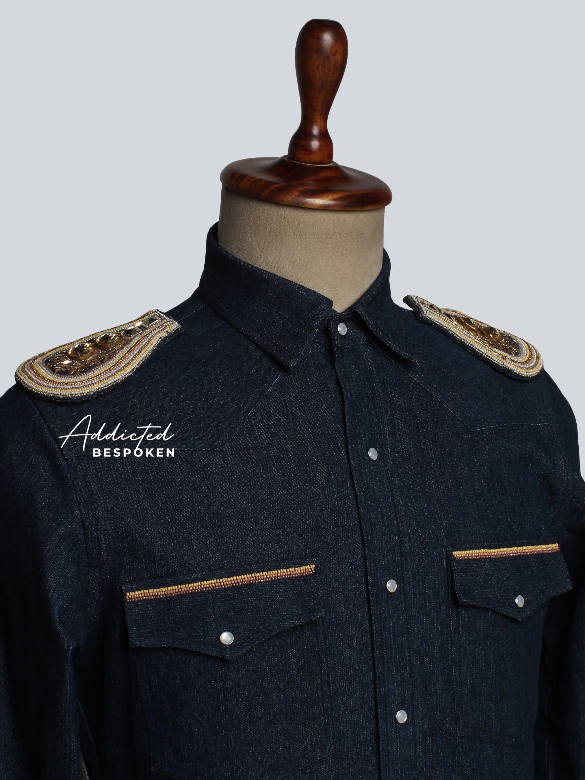 Regal Lion Embroidered Denim Shirt Addicted Bespoken