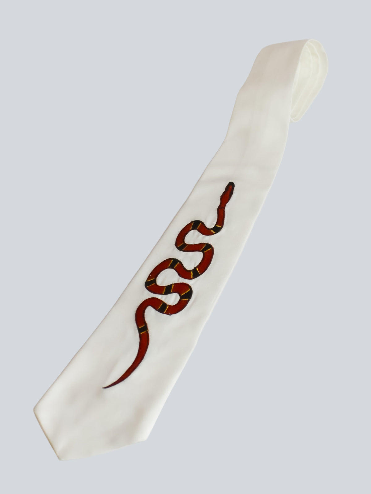 Red Snake Embroidered Tie Addicted Bespoken