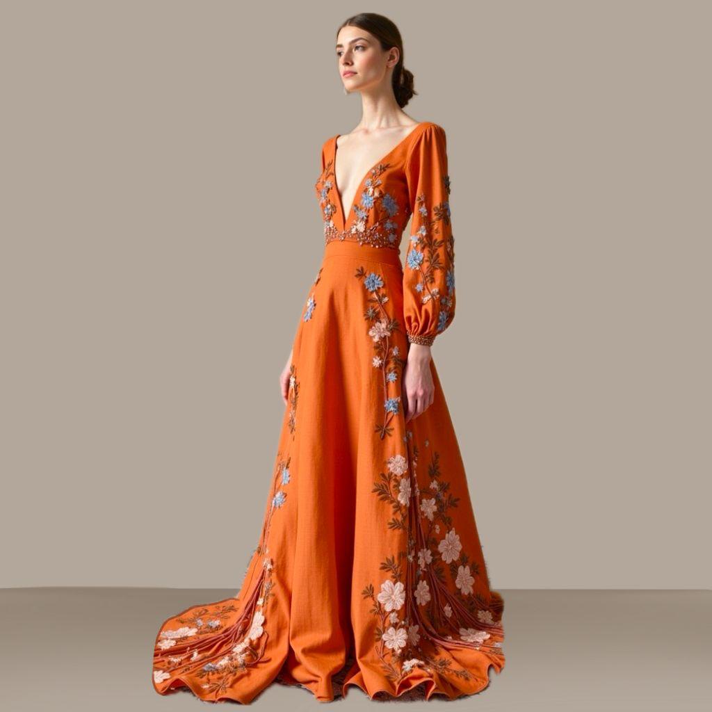 Bohemian Bloom Long Sleeve Gown