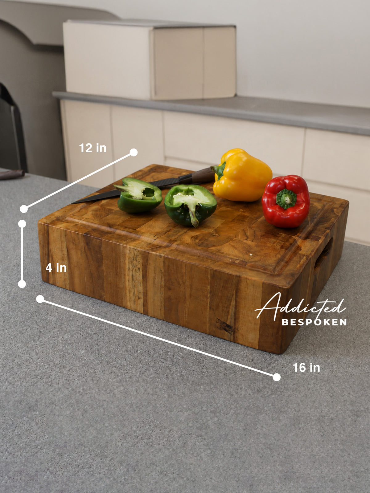 Custom Handmade Butcher Block Cutting Board | Thick Wooden Chopping Board Addicted Bespoken