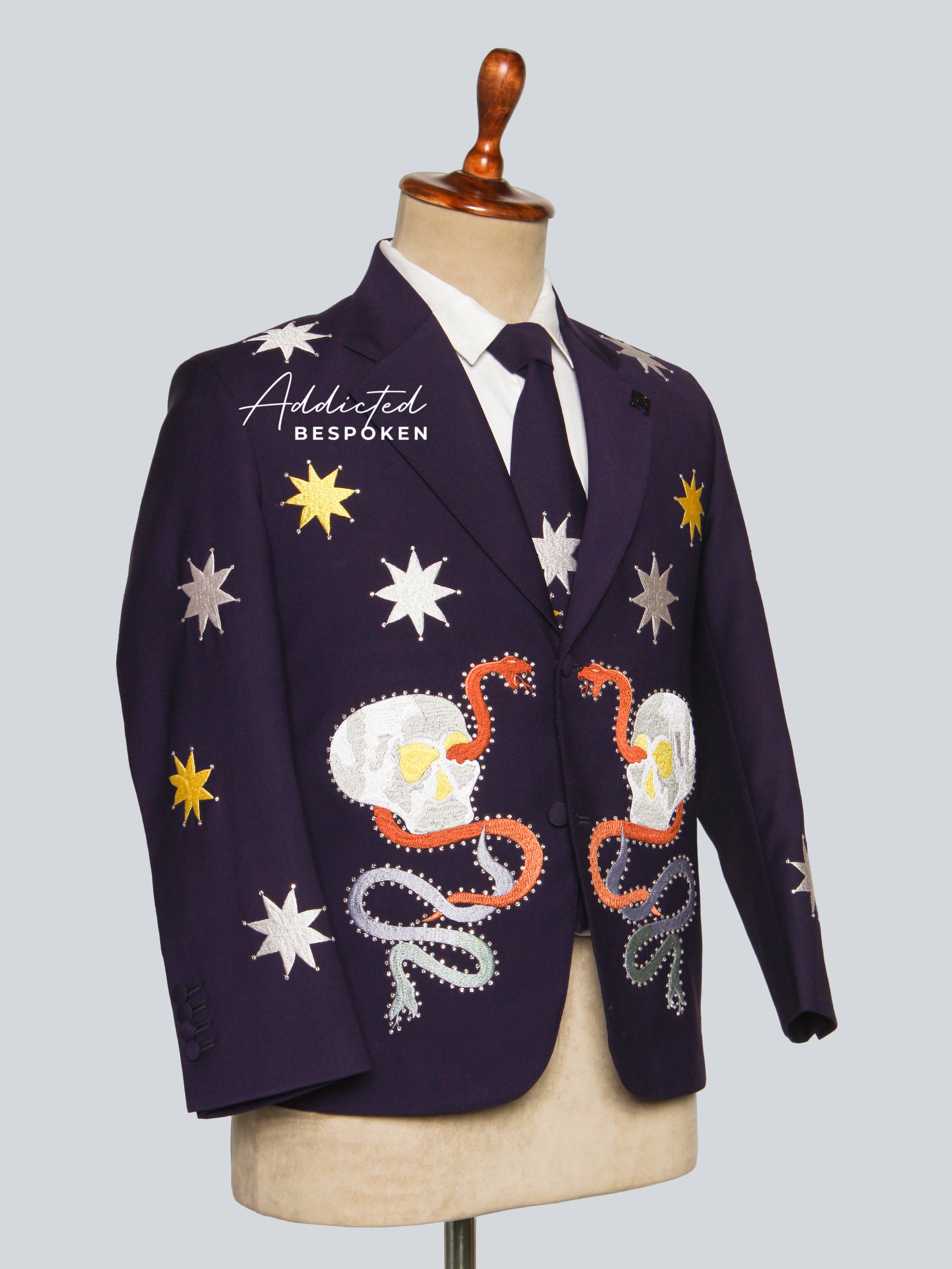 Star Skeleton Rhinestone Embroidered Western Suit
