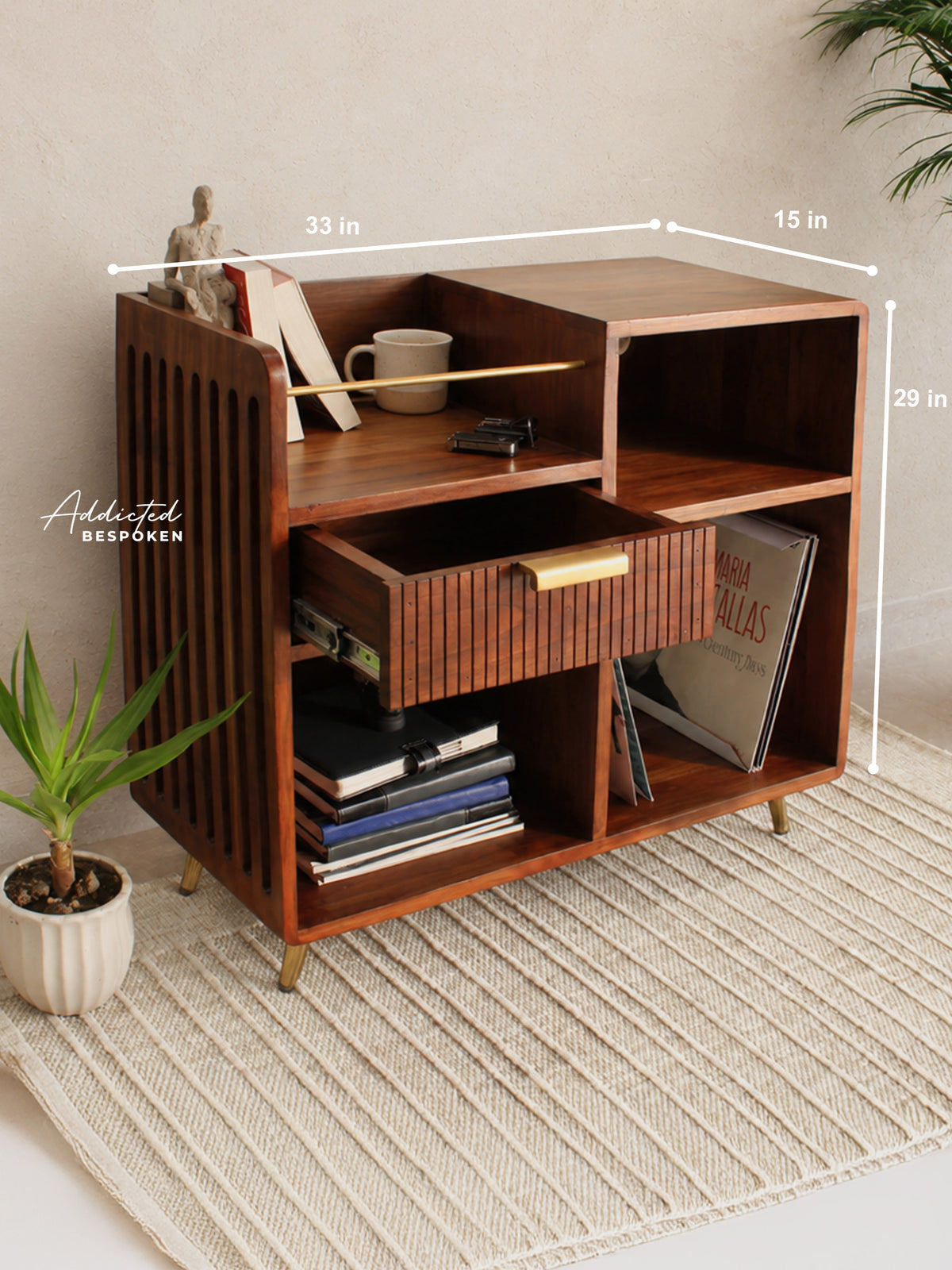 Wooden Record Player Stand