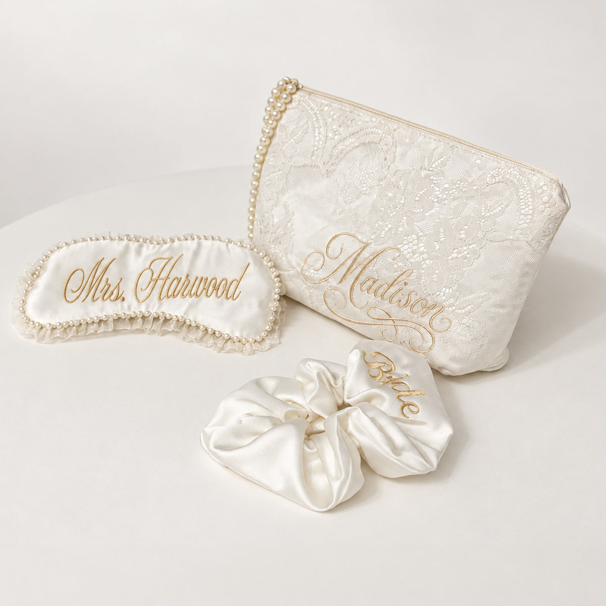 Women Accessories Combo Bridal Clutch,sleep Mask, Scrunchie Addicted Bespoken