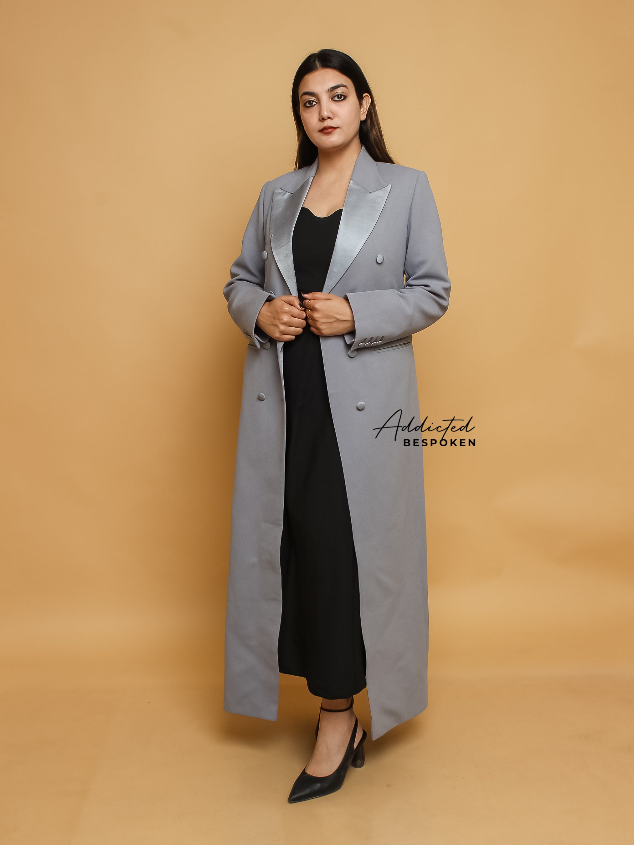 Grey Long Blazer Dress Addicted Bespoken