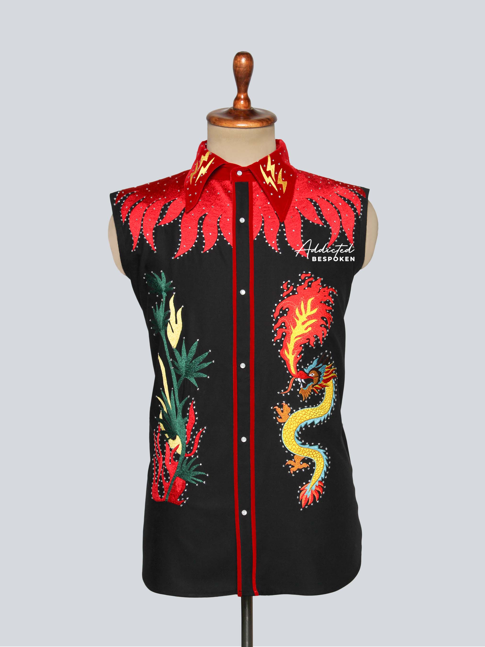 Midnight Dragon Embroidered Shirt Addicted Bespoken
