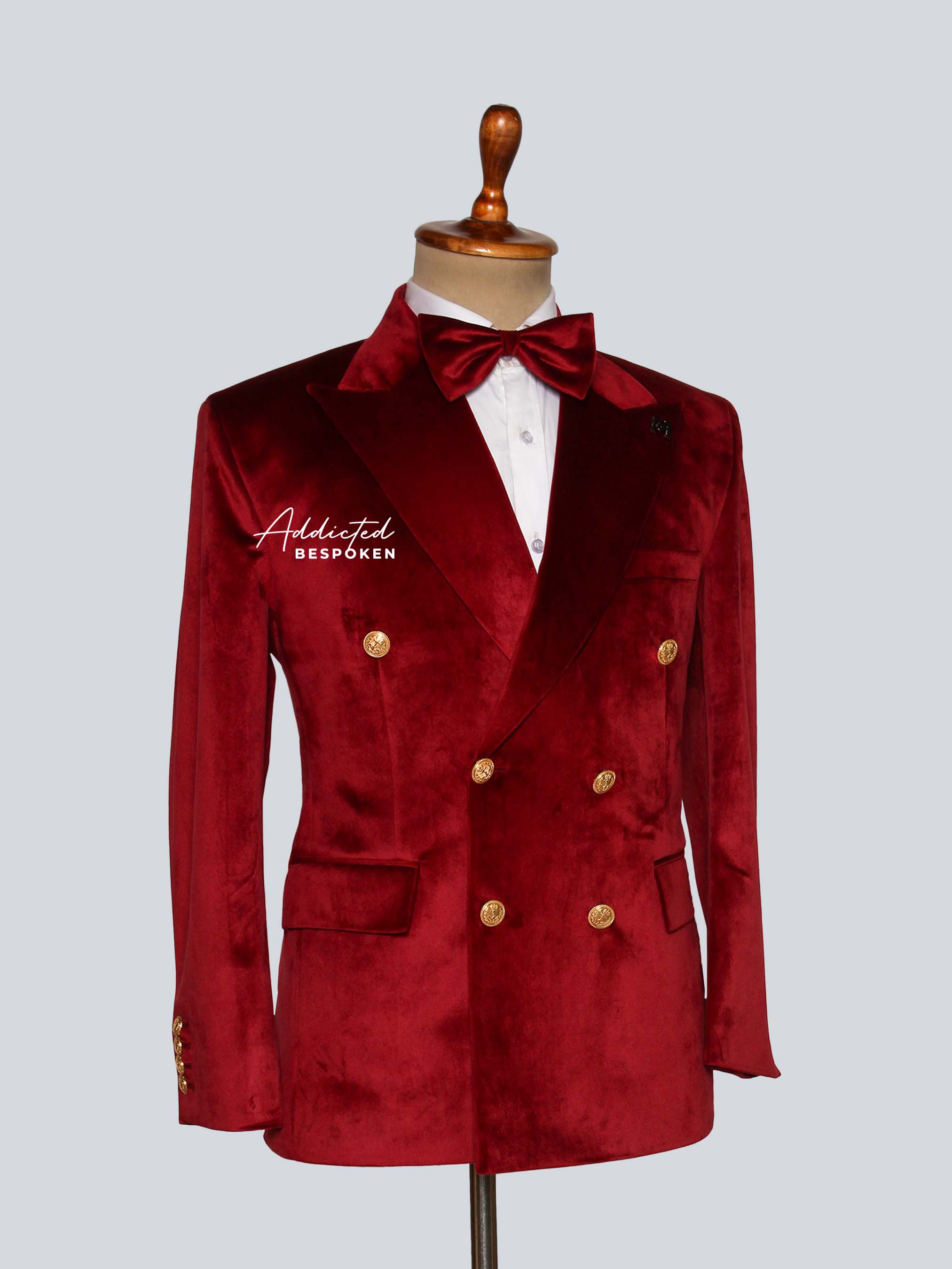 Red Velvet Double-Breasted Suit Addicted Bespoken