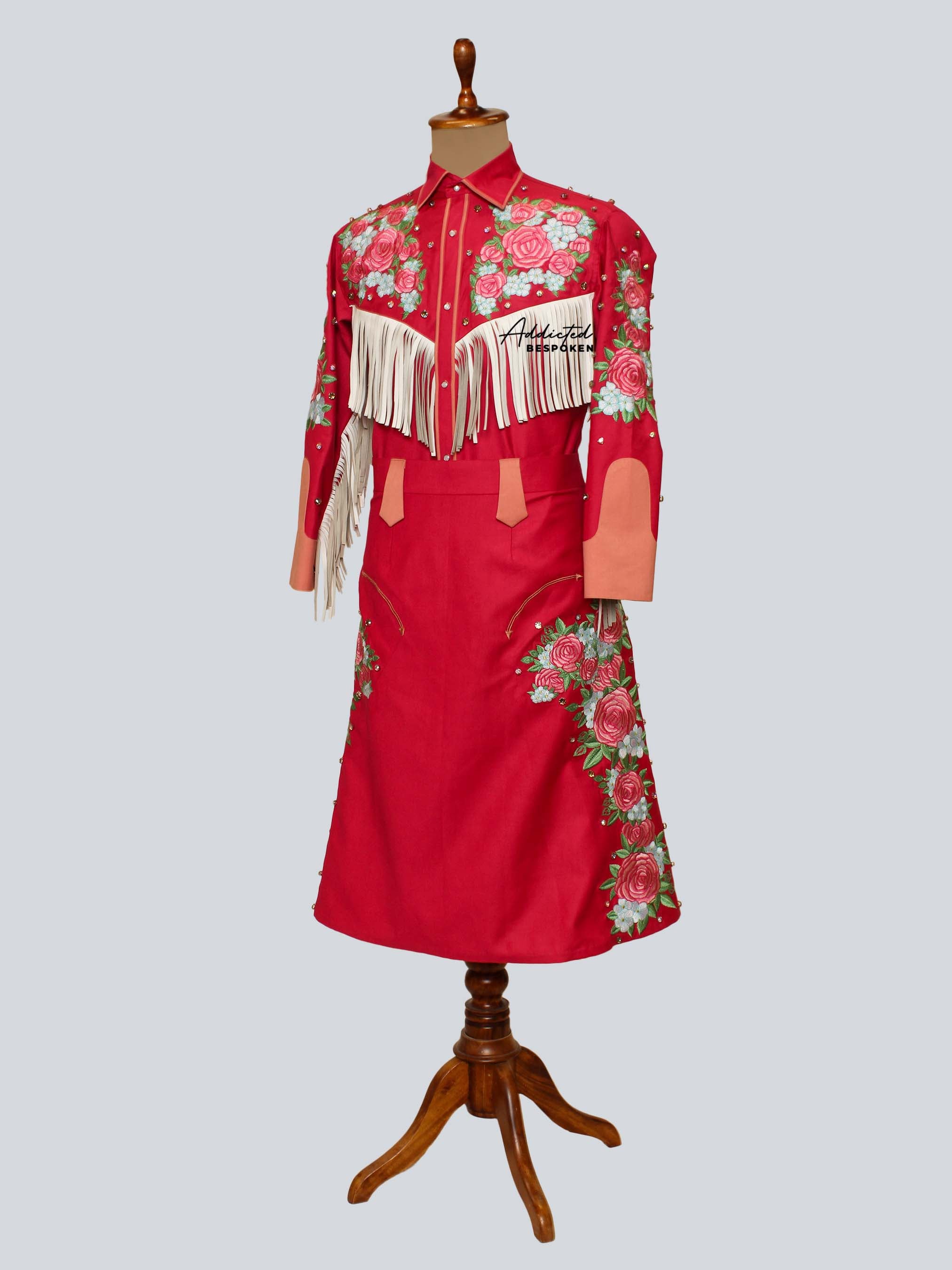 Floral Fringe Western Shirt & Skirt Set Addicted Bespoken