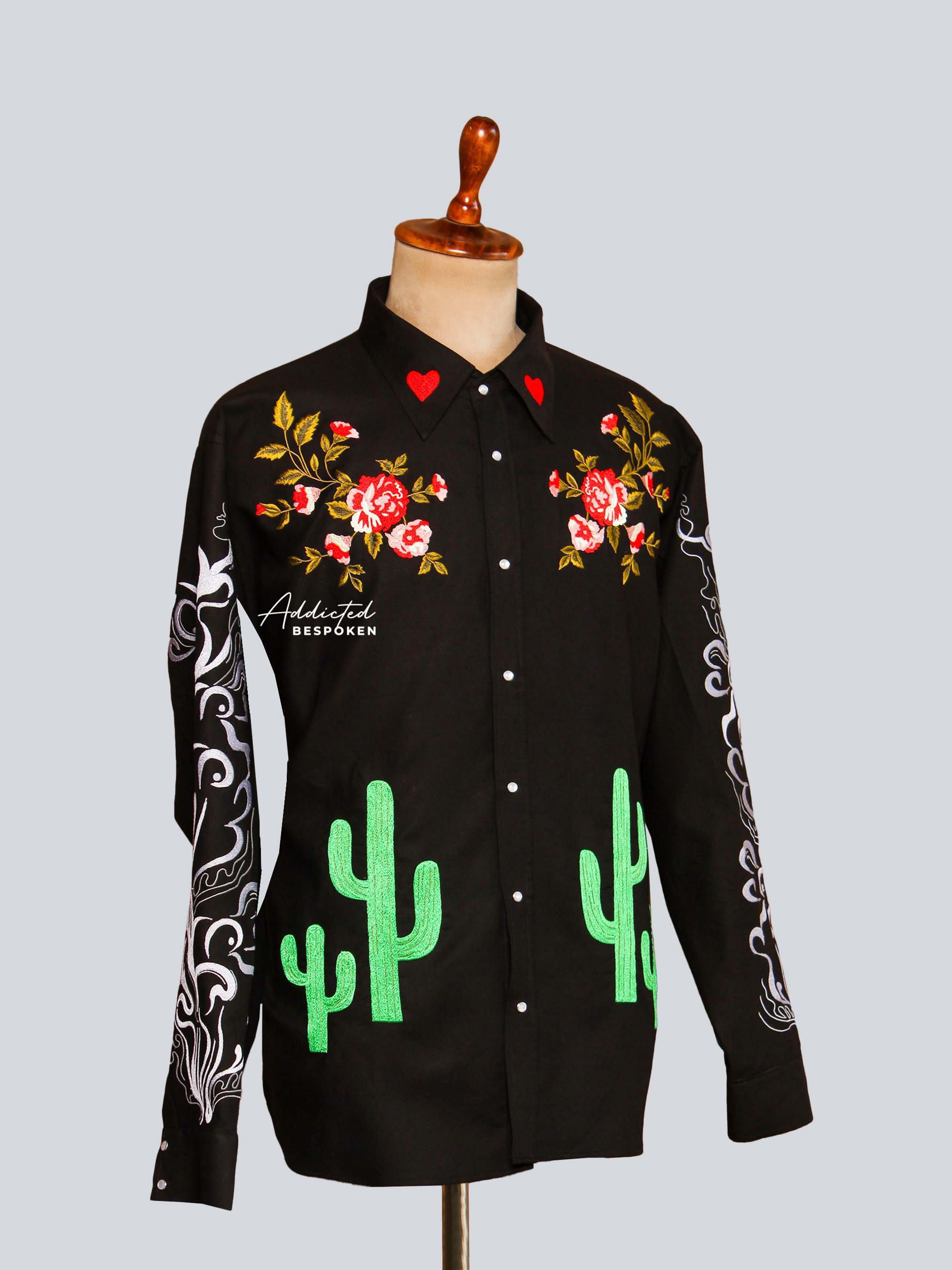 Western Floral Cactus Embroidered Shirt Addicted Bespoken