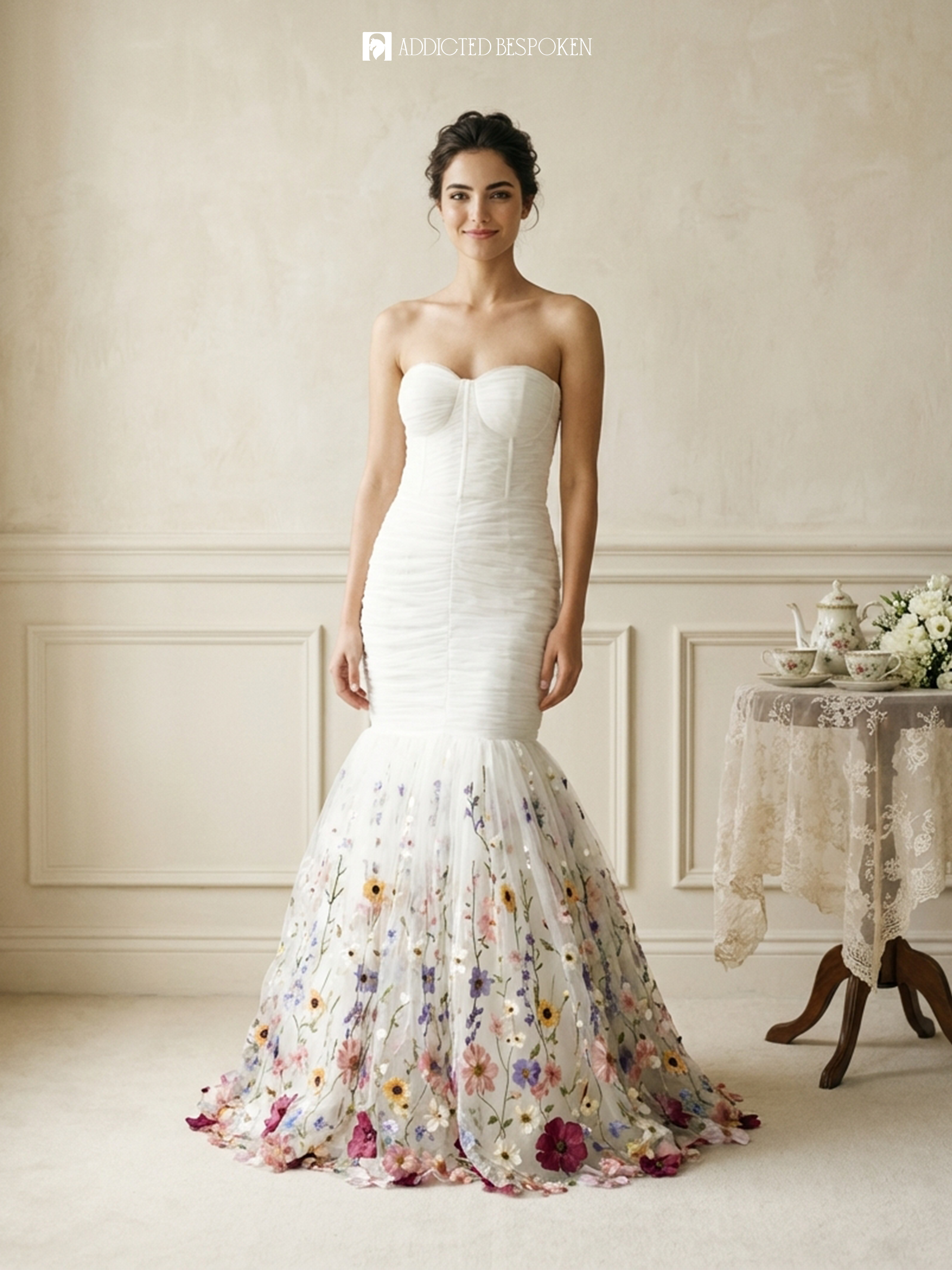 Floral Embroidered Bridal Gown Addicted Bespoken