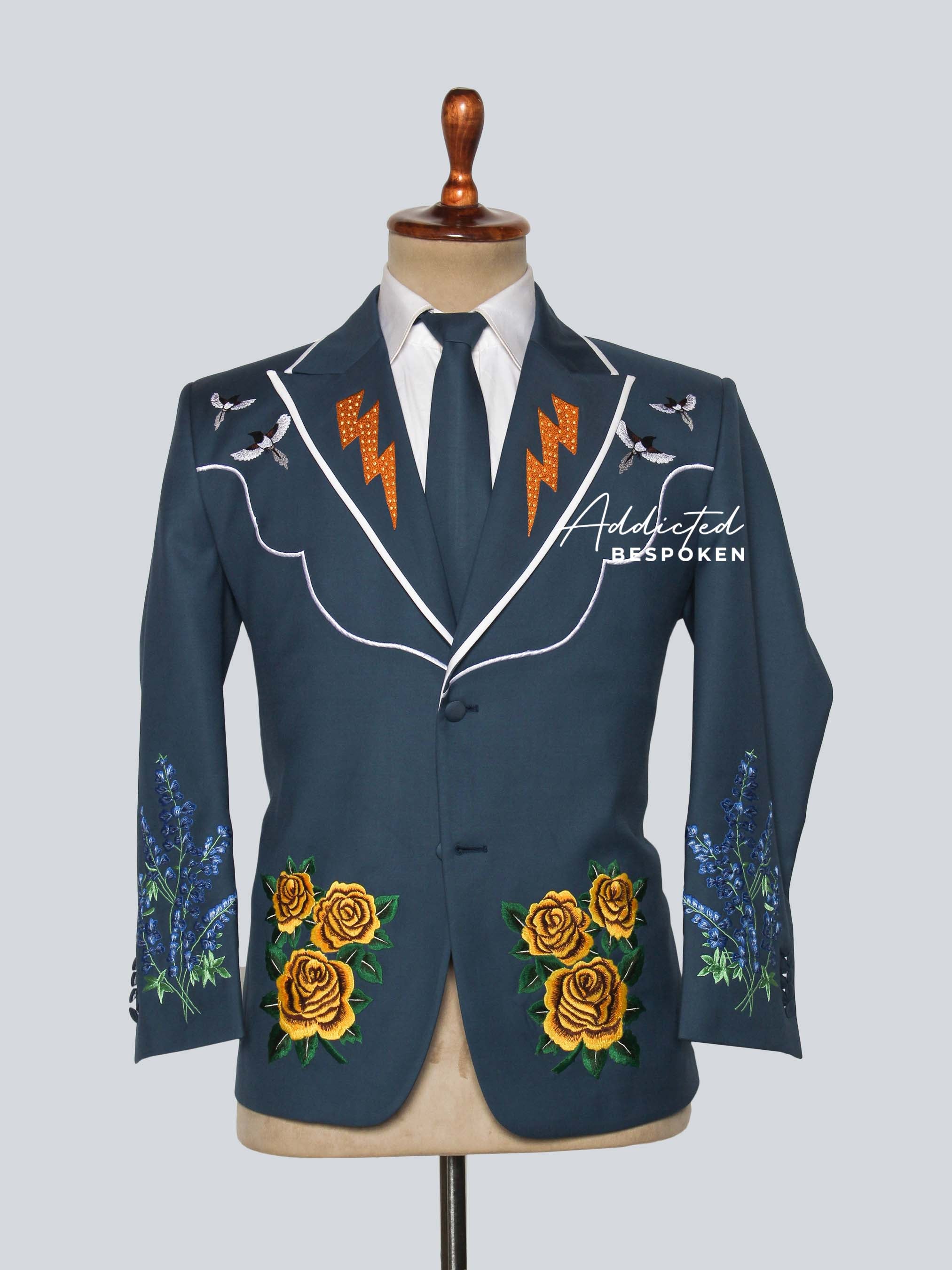 Western Rose Embroidered Suit Addicted Bespoken