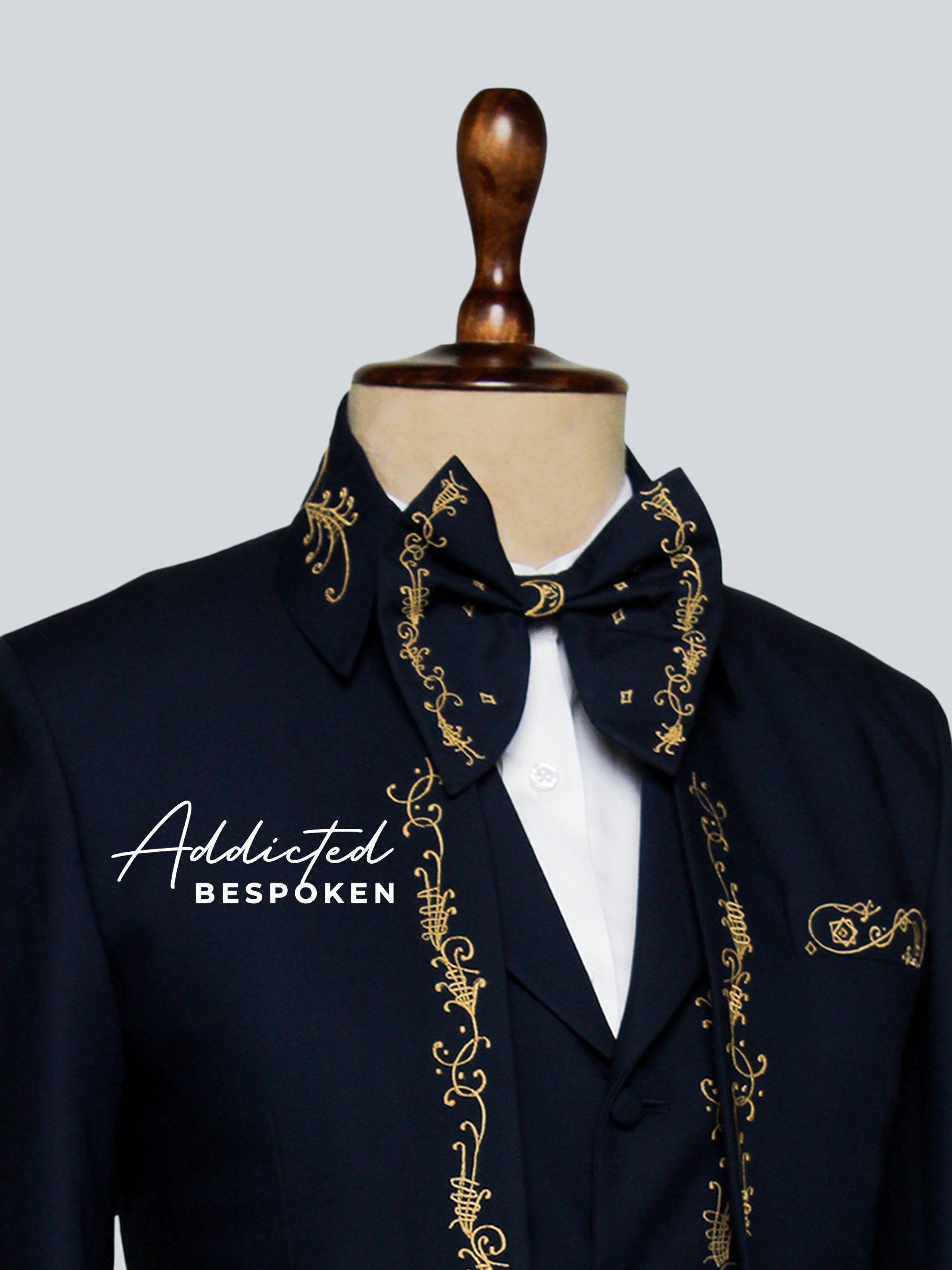Navy Gold Embroidered Mariachi Suit Addicted Bespoken