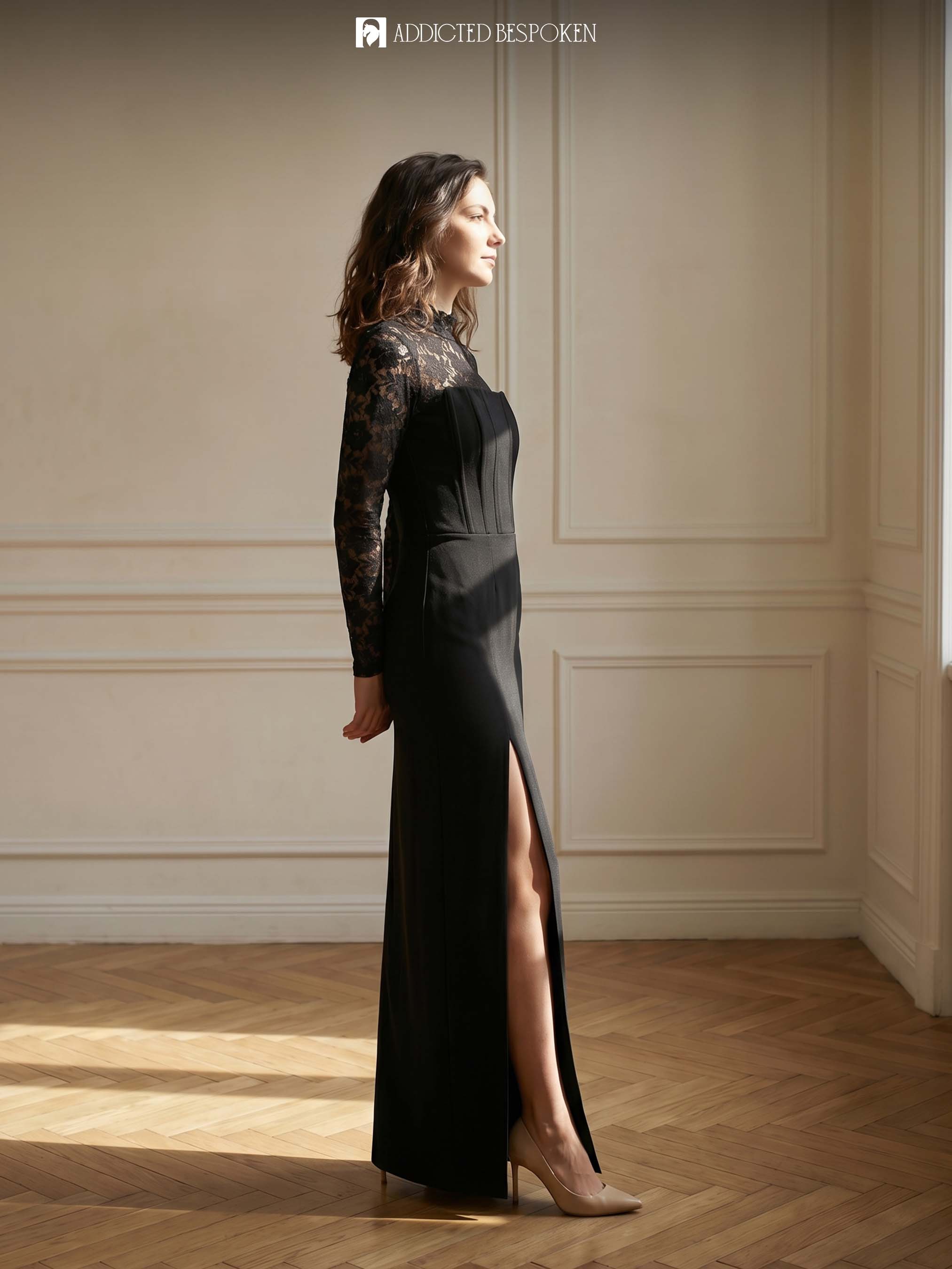 Lace Sleeve Evening Maxi Dress Addicted Bespoken