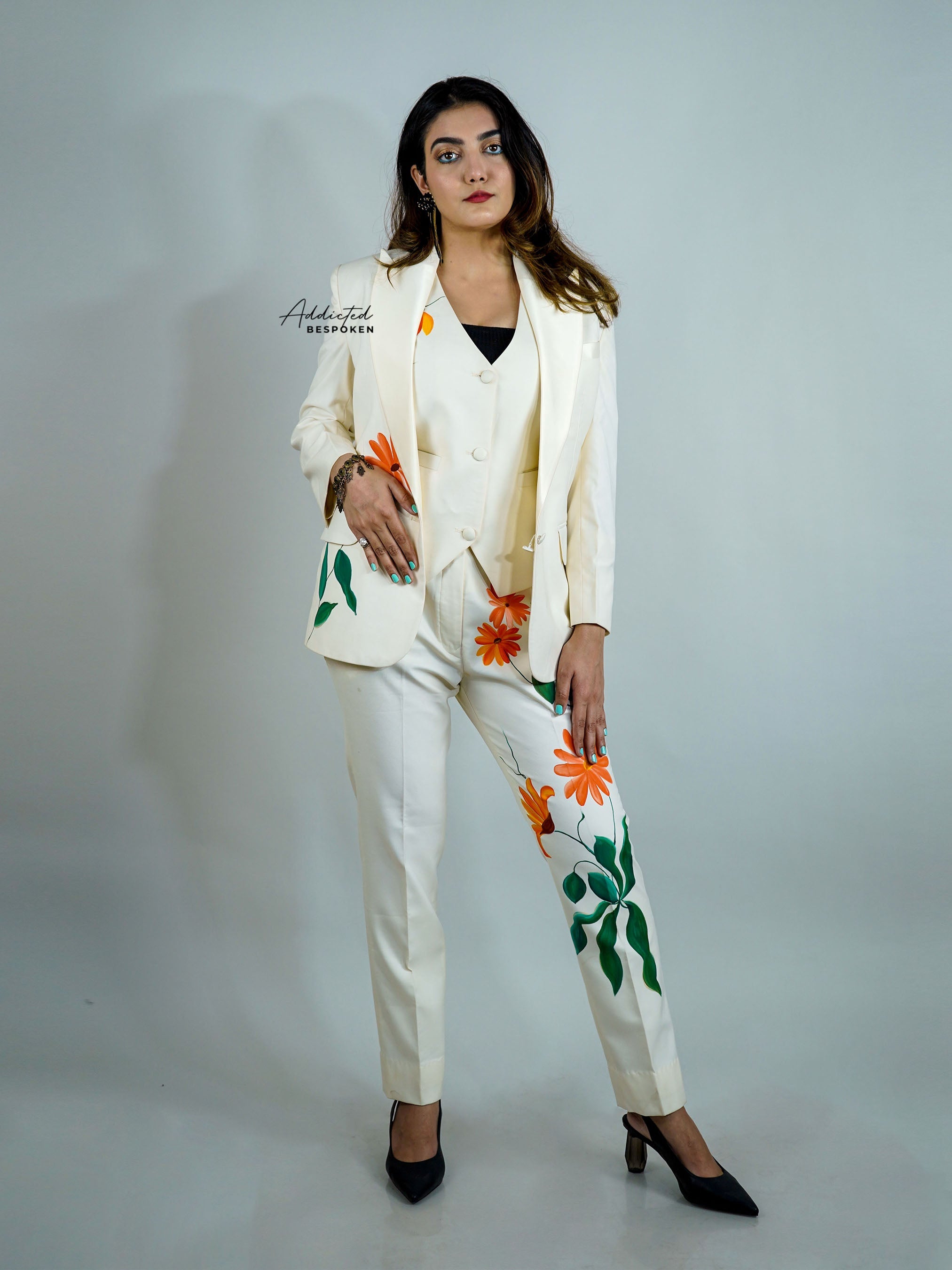 Hand Painted Floral Suit Addicted Bespoken