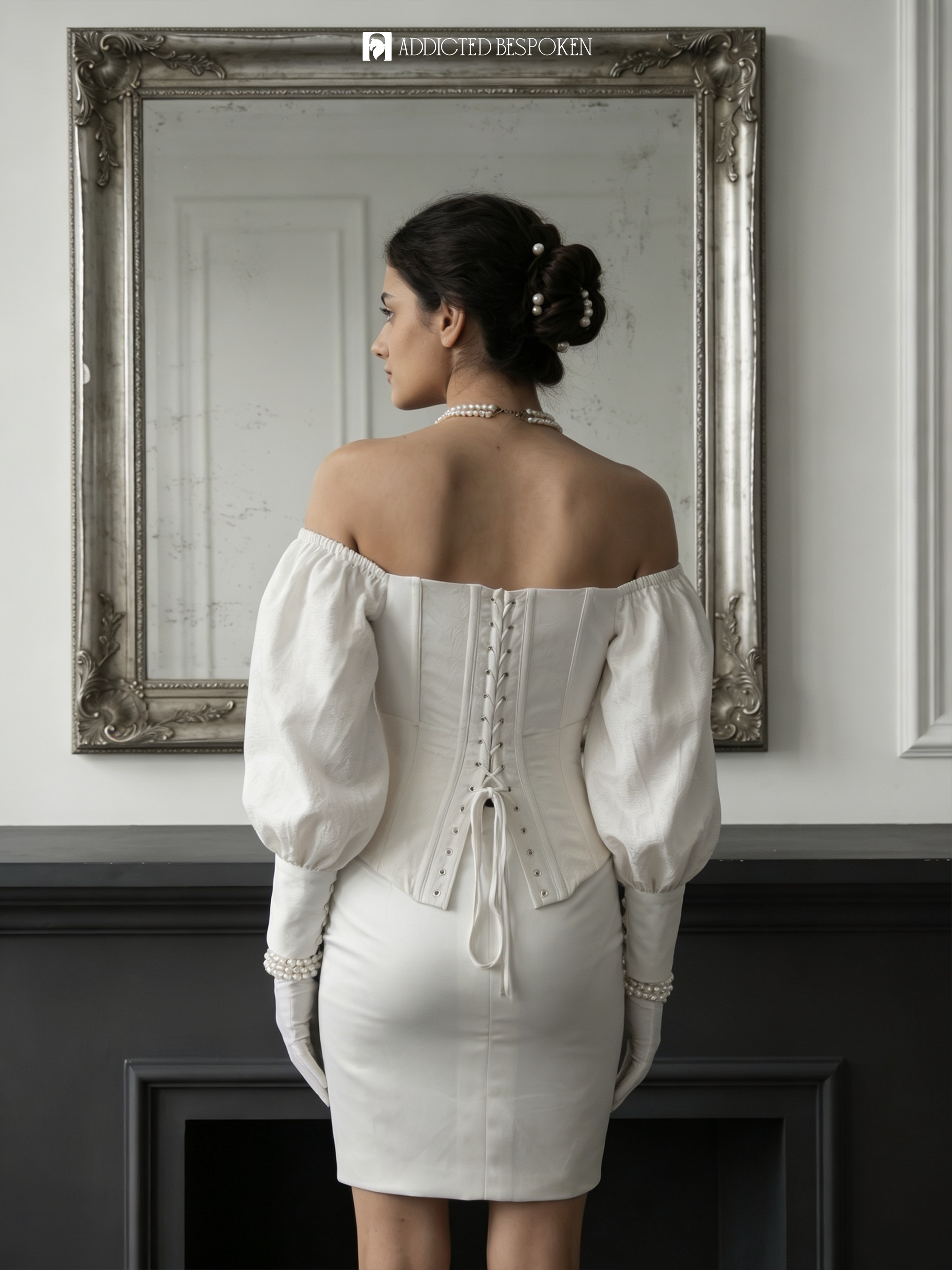 White Corset Puff Sleeve Dress Addicted Bespoken