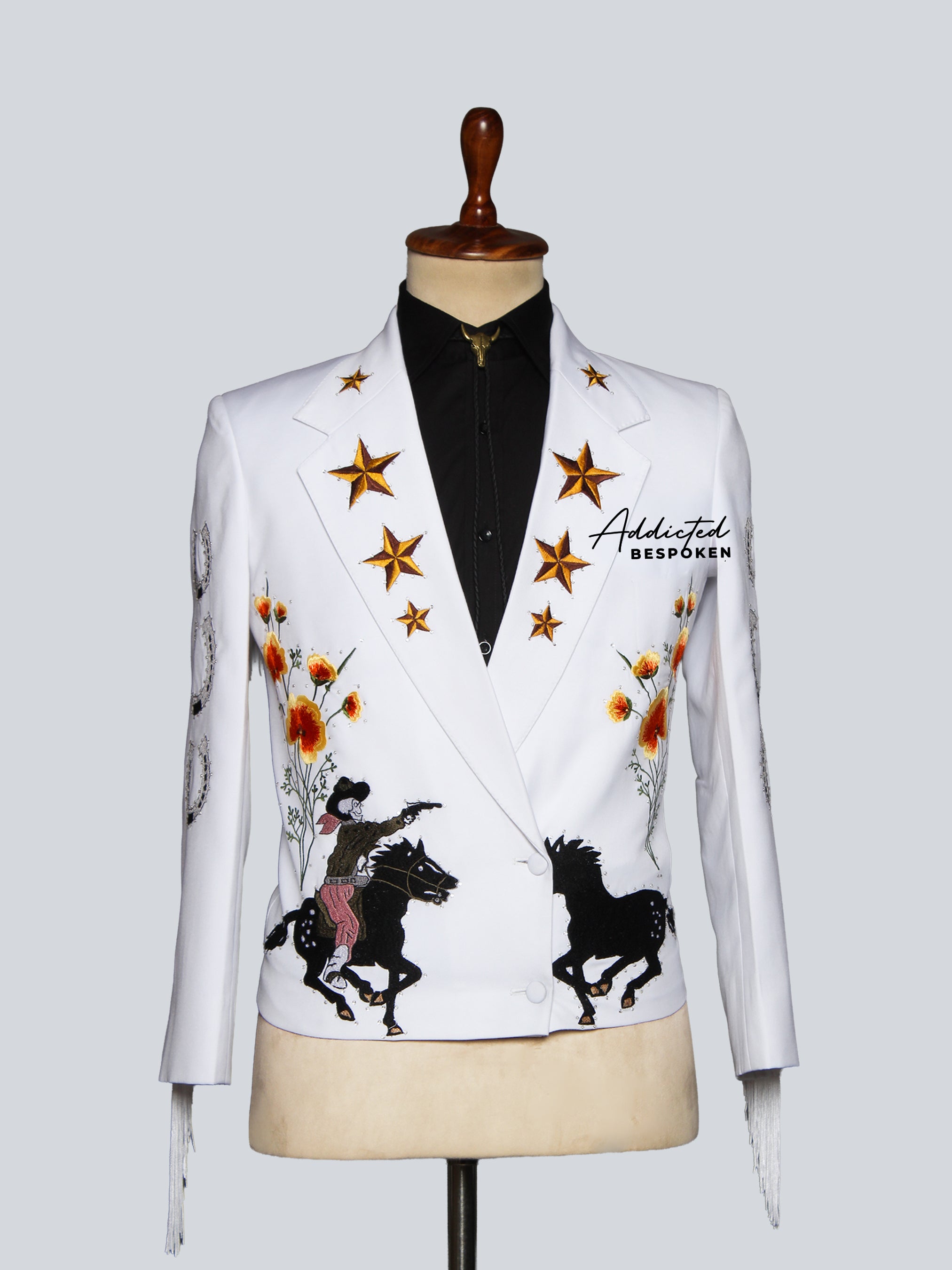 White Embroidered Blazer