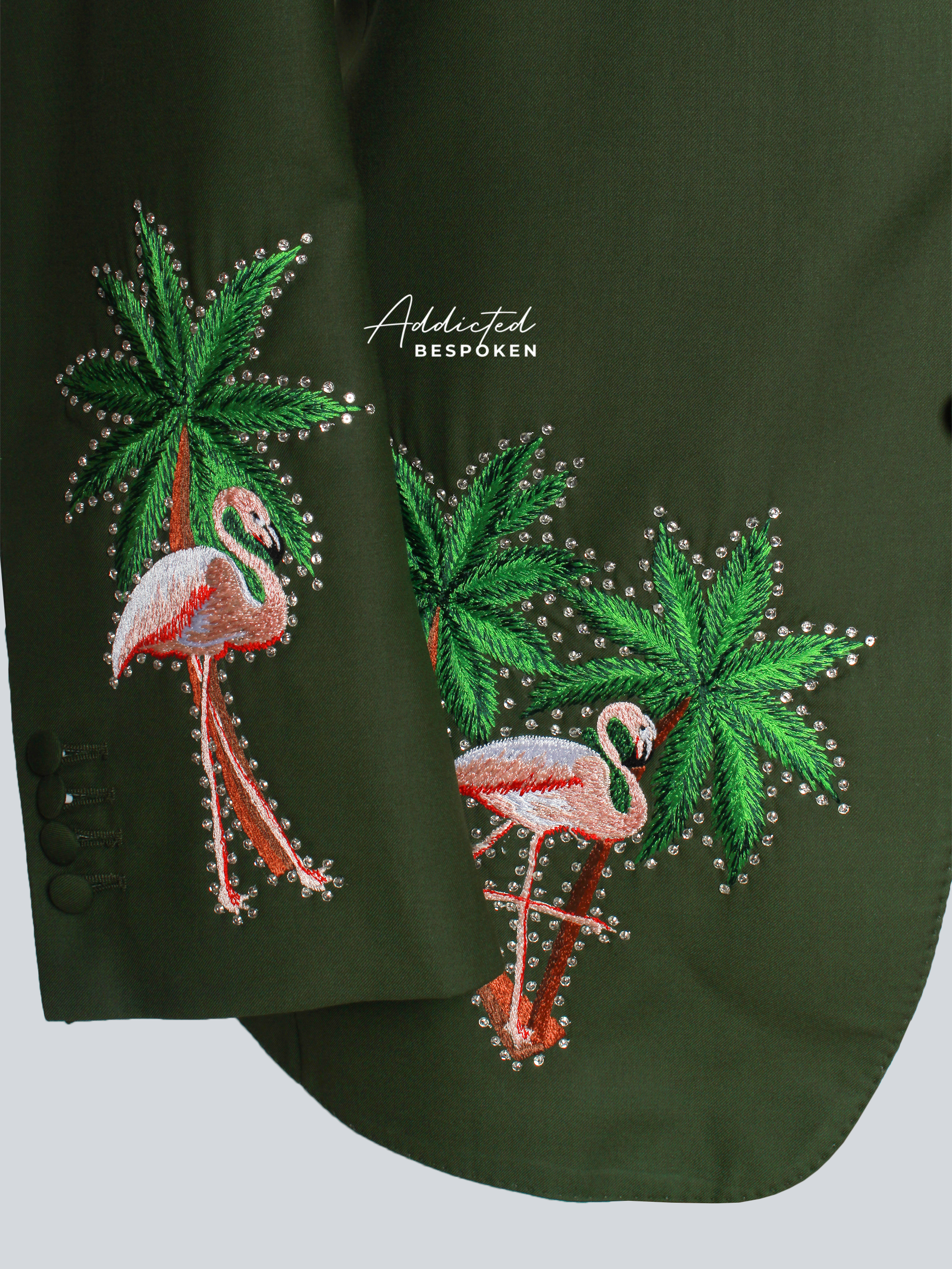Flamingo Palm Embroidered Suit