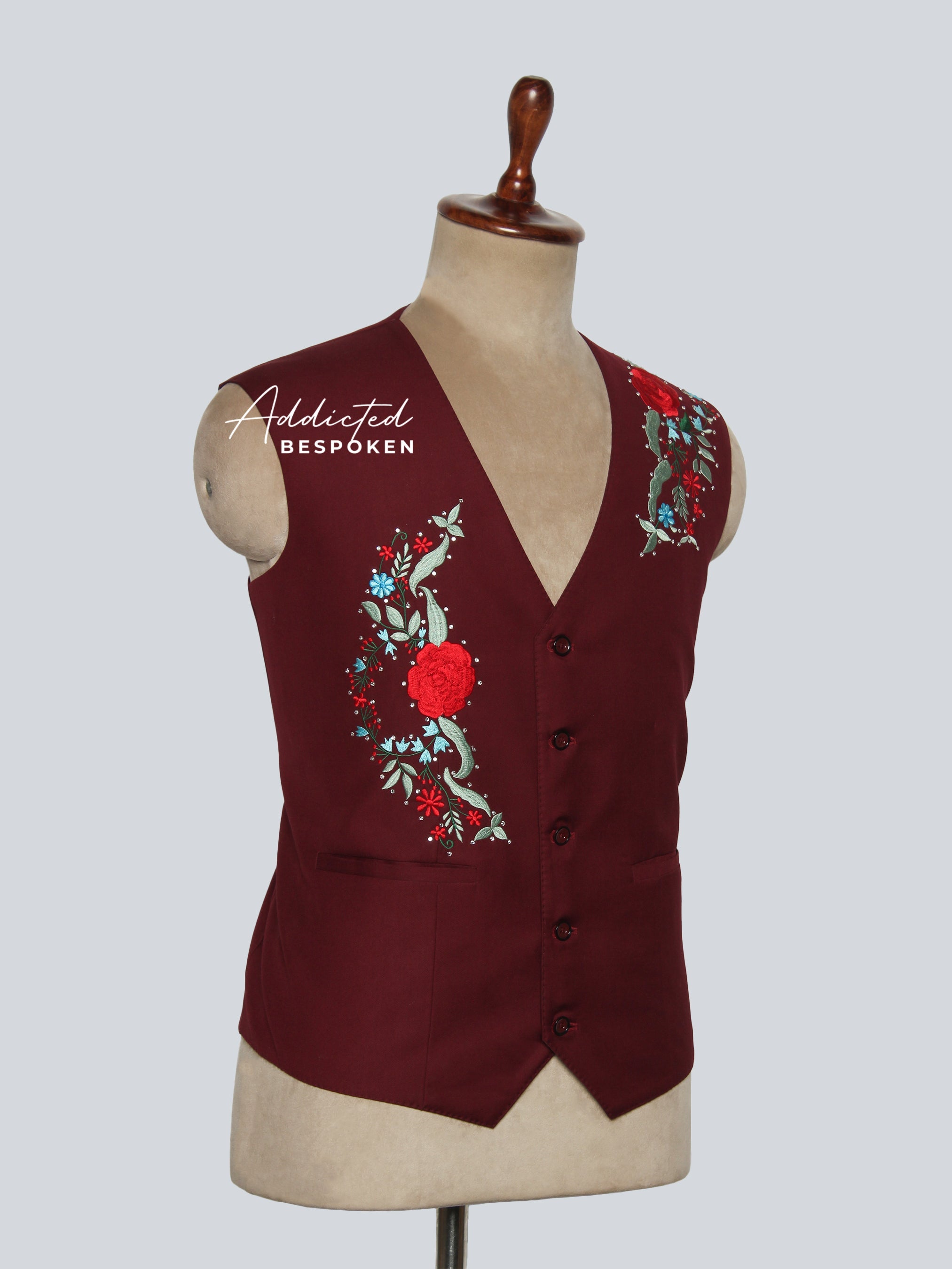 Floral Embroidered Festive Waistcoat (Copy) Addicted Bespoken