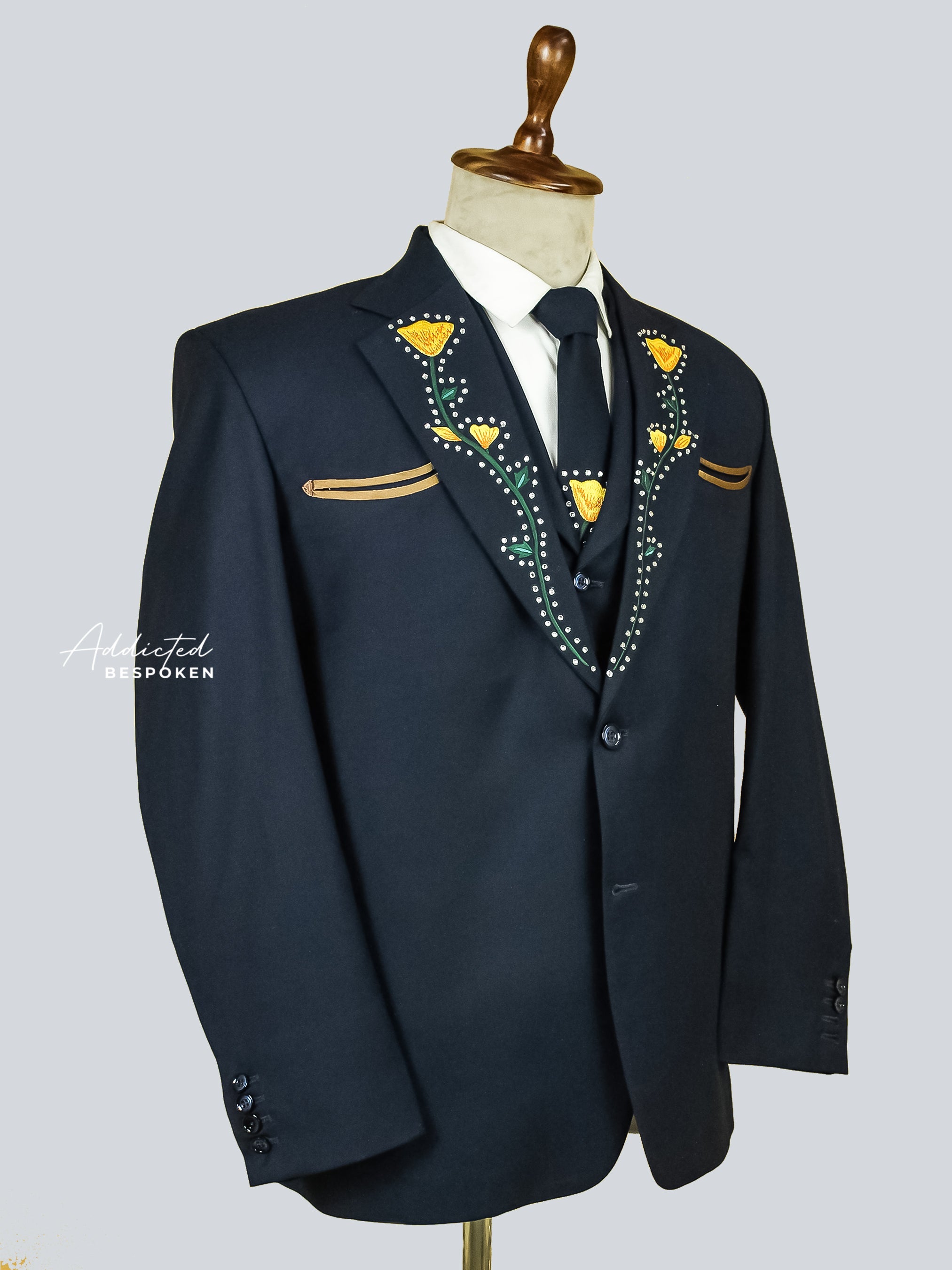 Poppy Flower Embellished Western Suit Addicted Bespoken