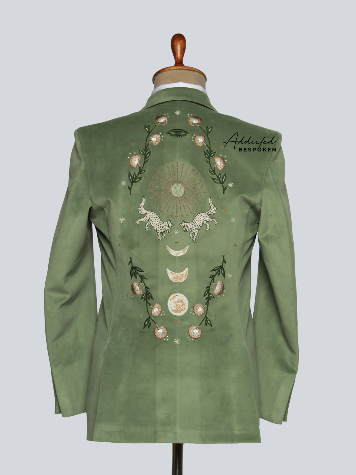 Green Embroidered Blazer For Men