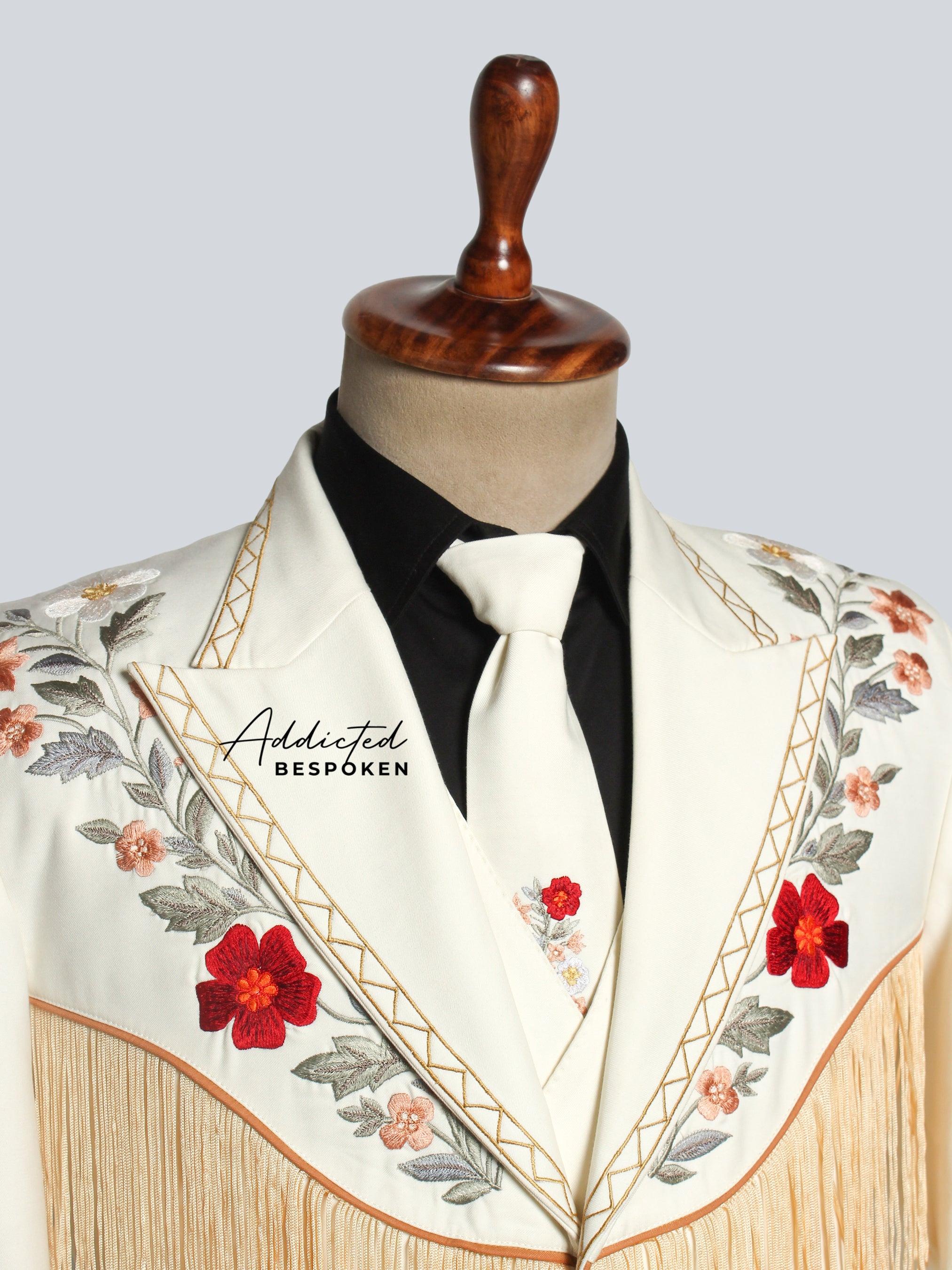 Floral Embroidered Fringe Suit