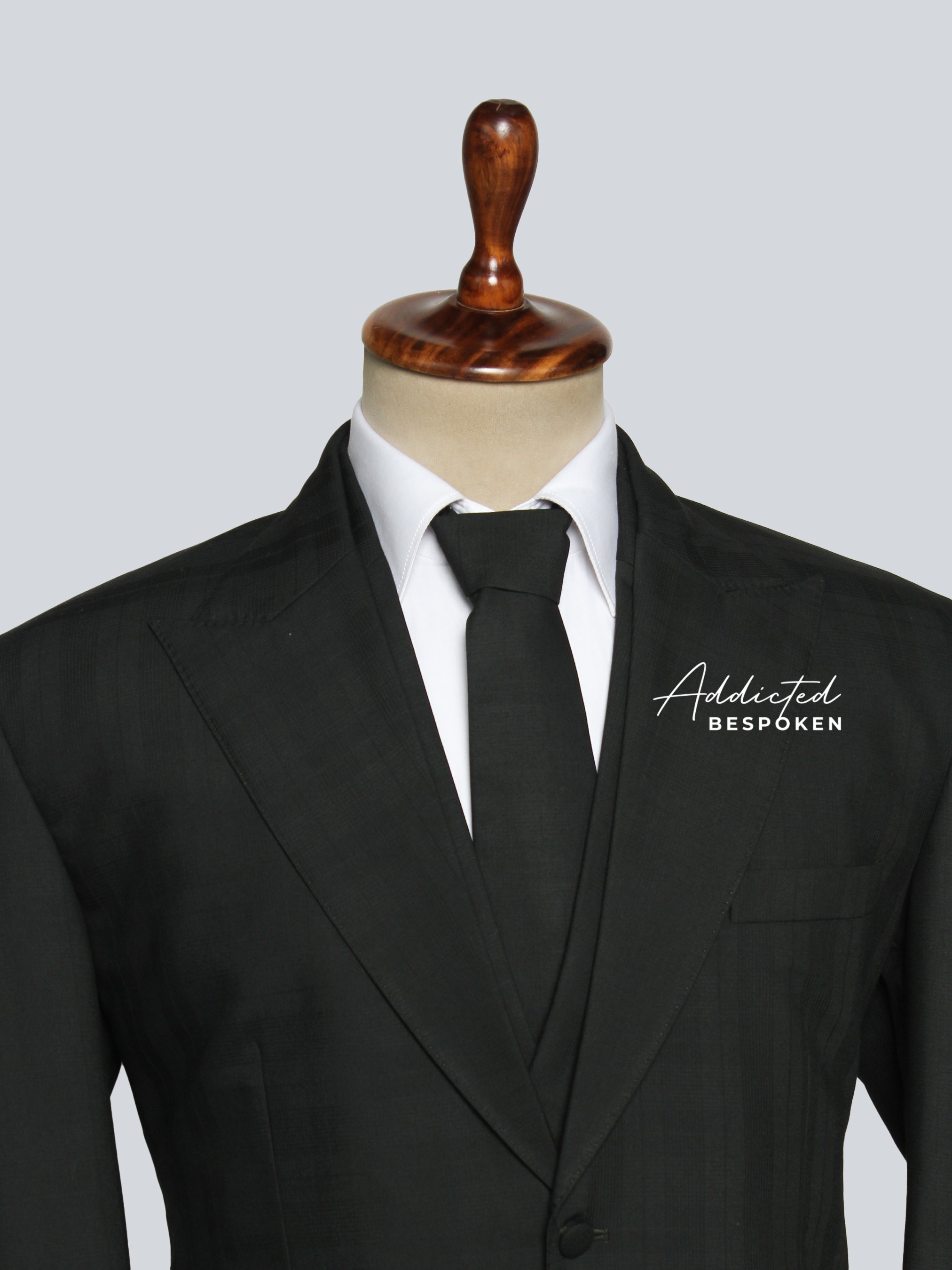 Close-up of lapel and stitching – classic bespoke tailored suit Adelaide