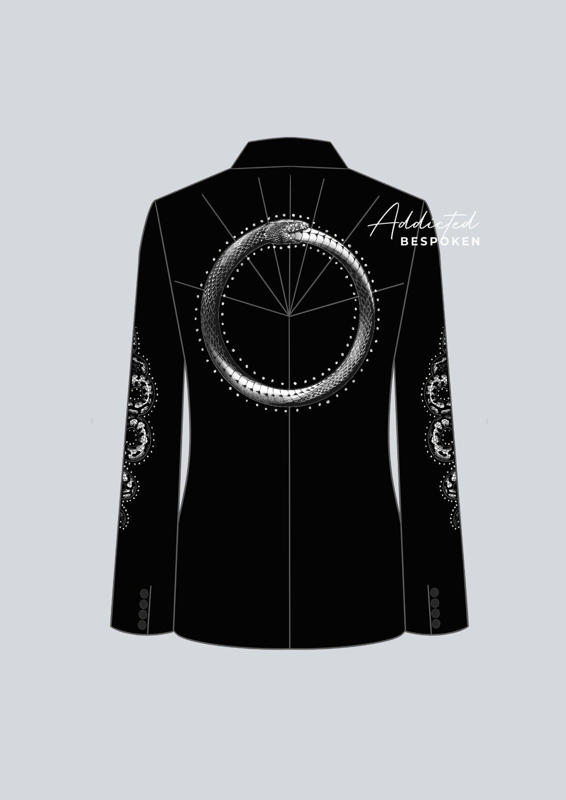 Snake Embroidered Black Suit Addicted Bespoken