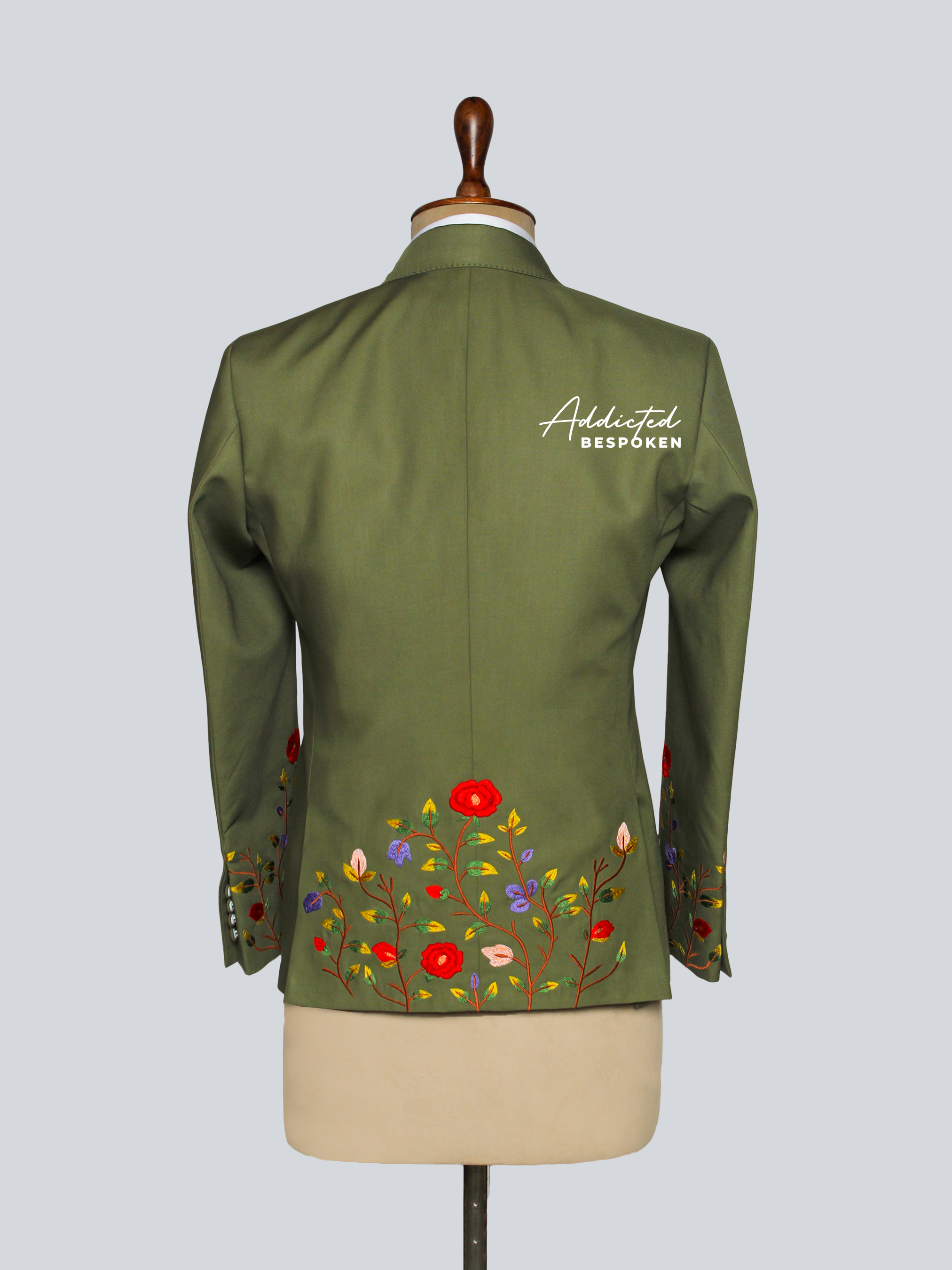 Green Botanical Embroidered Suit